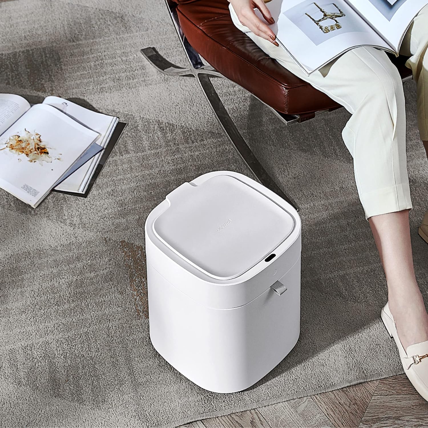 TOWNEW T Air X White – Cubo de basura inteligente de 3.5 galones, cubo para pañales, autosellado, activado por movimiento, recargable, pequeño