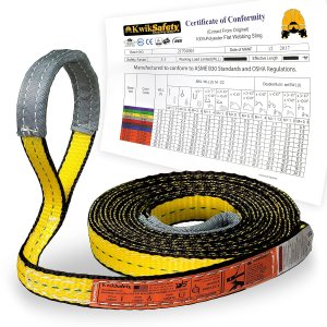 KwikSafety Eslingas tejidas  Tamaños de 1 y 2 pulgadas  Correa de doble ojal  Para descargar, levantar, izar, trasladar KwikSafety Eslingas tejidas  Tamaños de 1 y 2 pulgadas  Correa de doble ojal  Para descargar, levantar, izar, trasladar