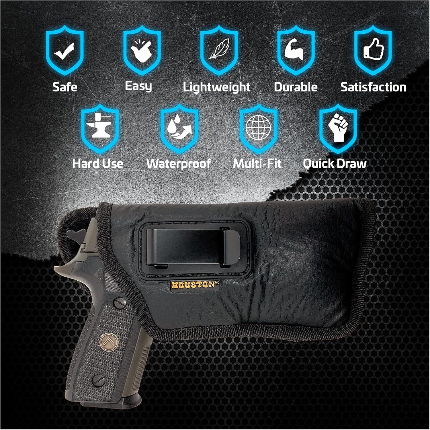 Houston Gun Holsters – Material suave de transporte oculto de cuero ecológico  Se adapta a la mayoría de tamaños medianos y completos, como GLK