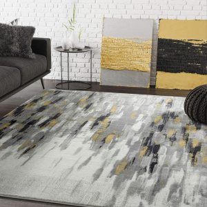 Abani Porto PRT140C – Alfombra abstracta contemporánea, gris y amarillo, 7 pies 9 pulgadas x 10 pies 2 pulgadas Abani Porto PRT140C – Alfombra abstracta contemporánea, gris y amarillo, 7 pies 9 pulgadas x 10 pies 2 pulgadas