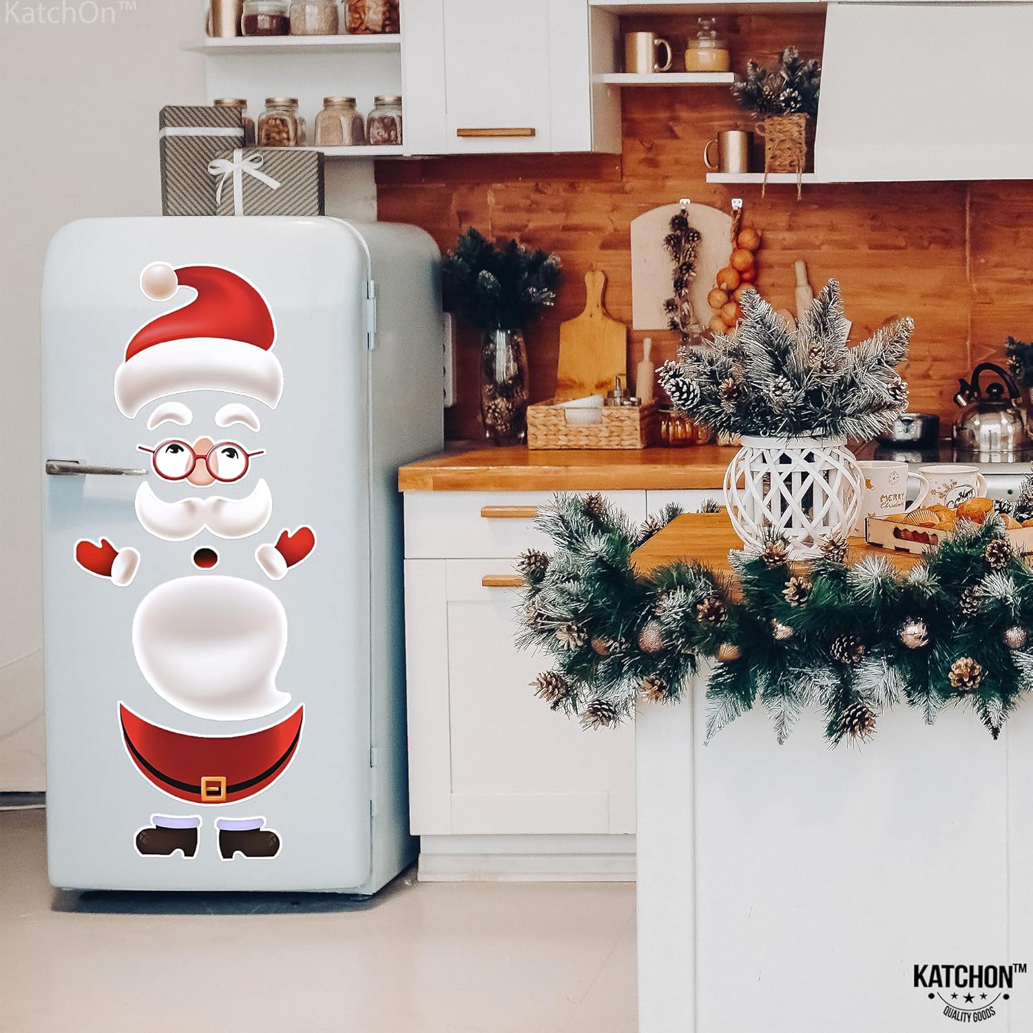 KatchOn, Imanes navideños para refrigerador de Papá Noel, grandes, 36 pulgadas, calcomanías magnéticas de refrigerador de Papá Noel para