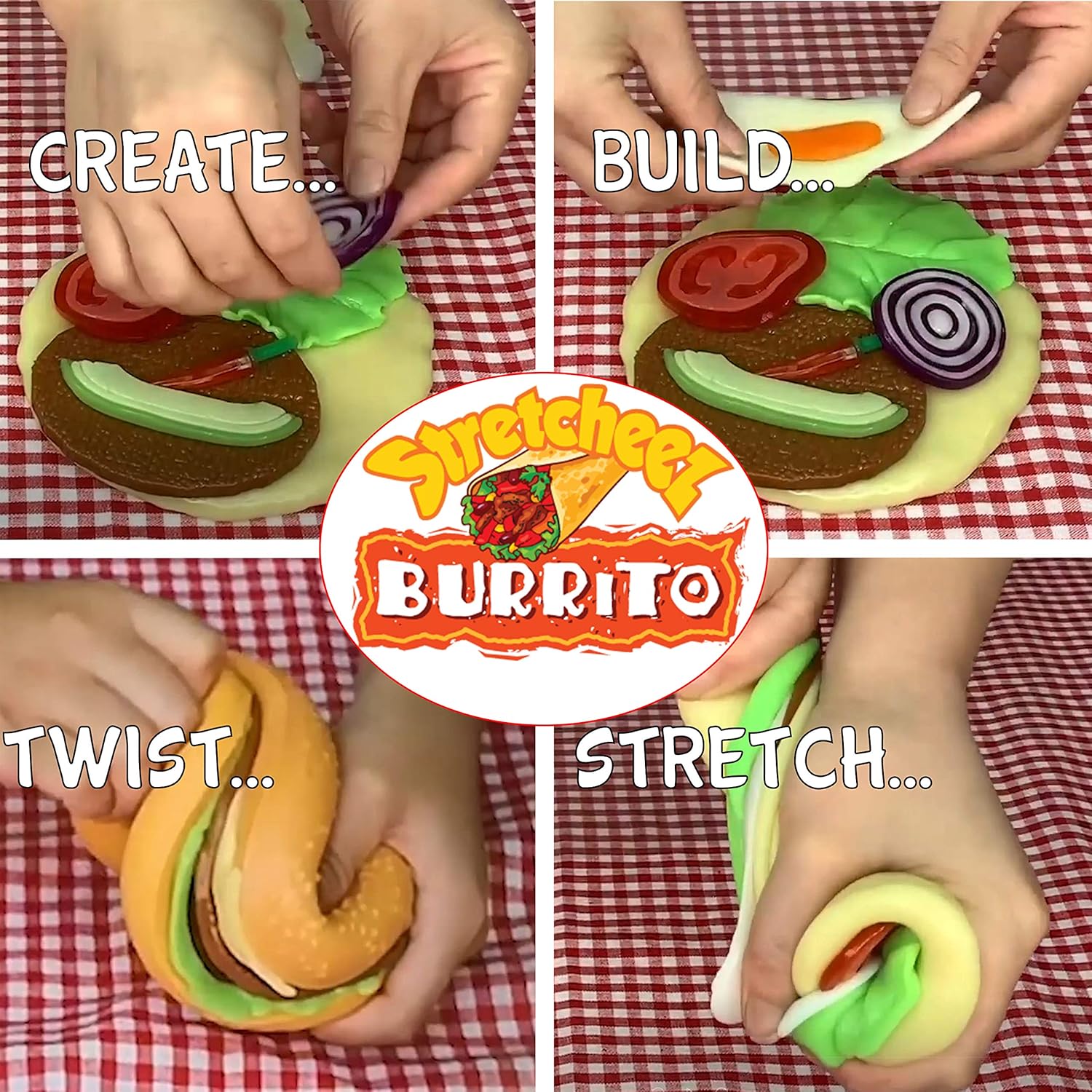 Stretcheez Burrito  Comida de juego para niños  Alimentos y coberturas elásticos  Mezcla y combina  Colecciónalos todos  Funciona con cocinas de