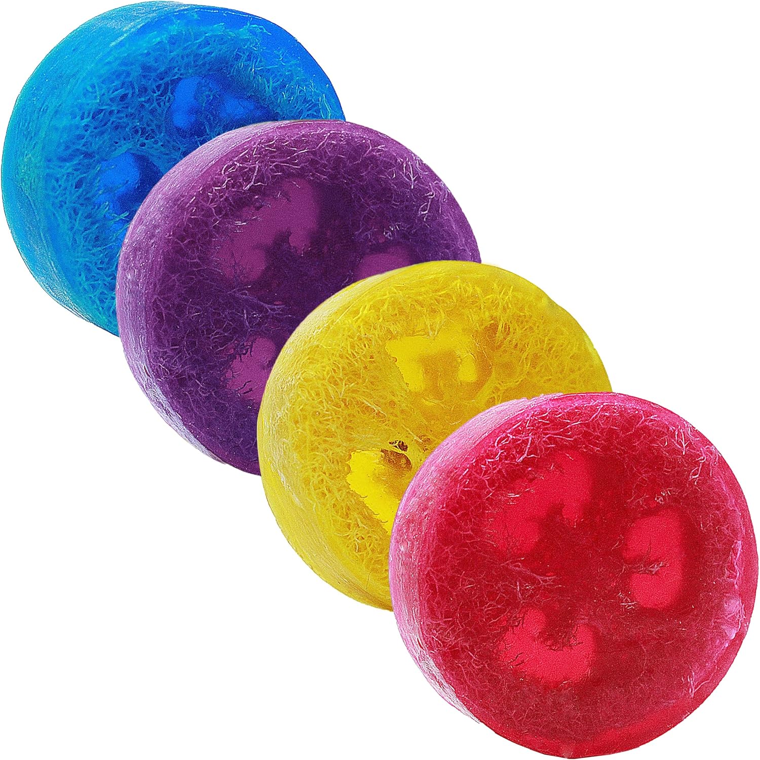 Naples Soap Company – Juego de 4 barras de esponja natural con infusión de jabón para limpiar, exfoliar e hidratar la piel, sin ingredientes
