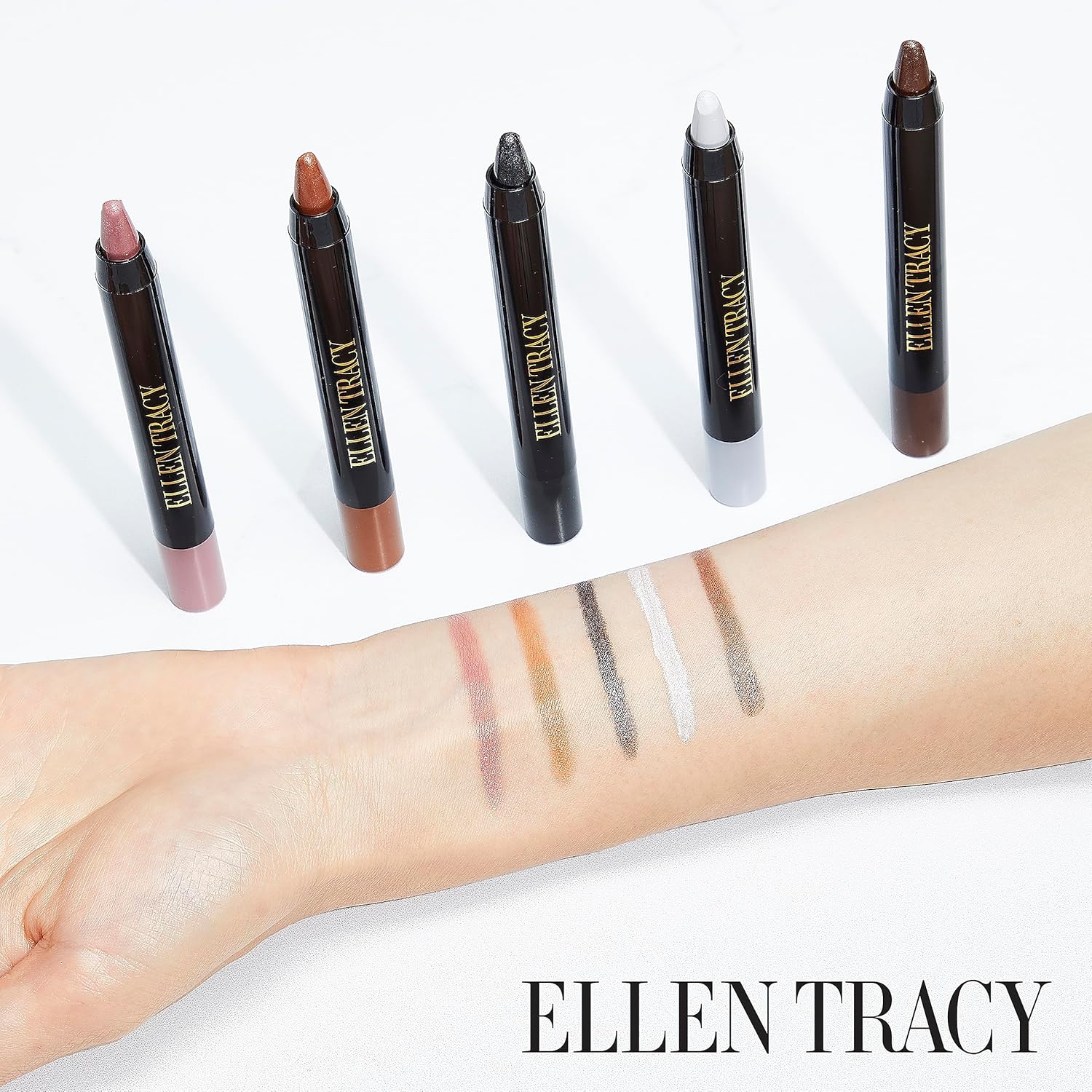 ELLEN TRACY Colección de sombra de ojos y delineador  Juego de 5 piezas  A prueba de manchas, mezclable y de larga duración  Mejora tus ojos con