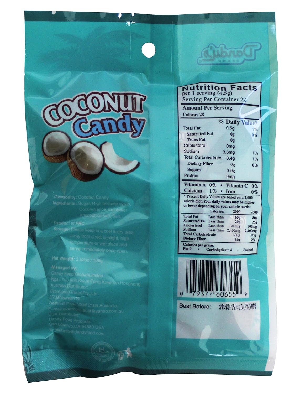 Dandy’s Caramelos duros de coco, juego de 4 (3.52 onzas)