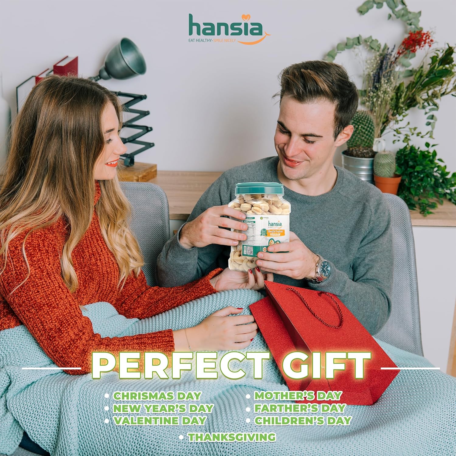 Hansia Anacardos veganos keto Kosher orgánicos, superalimentos secos sin sal, sin gluten, frescos, saludables, bajos en sodio, ricos en proteínas y