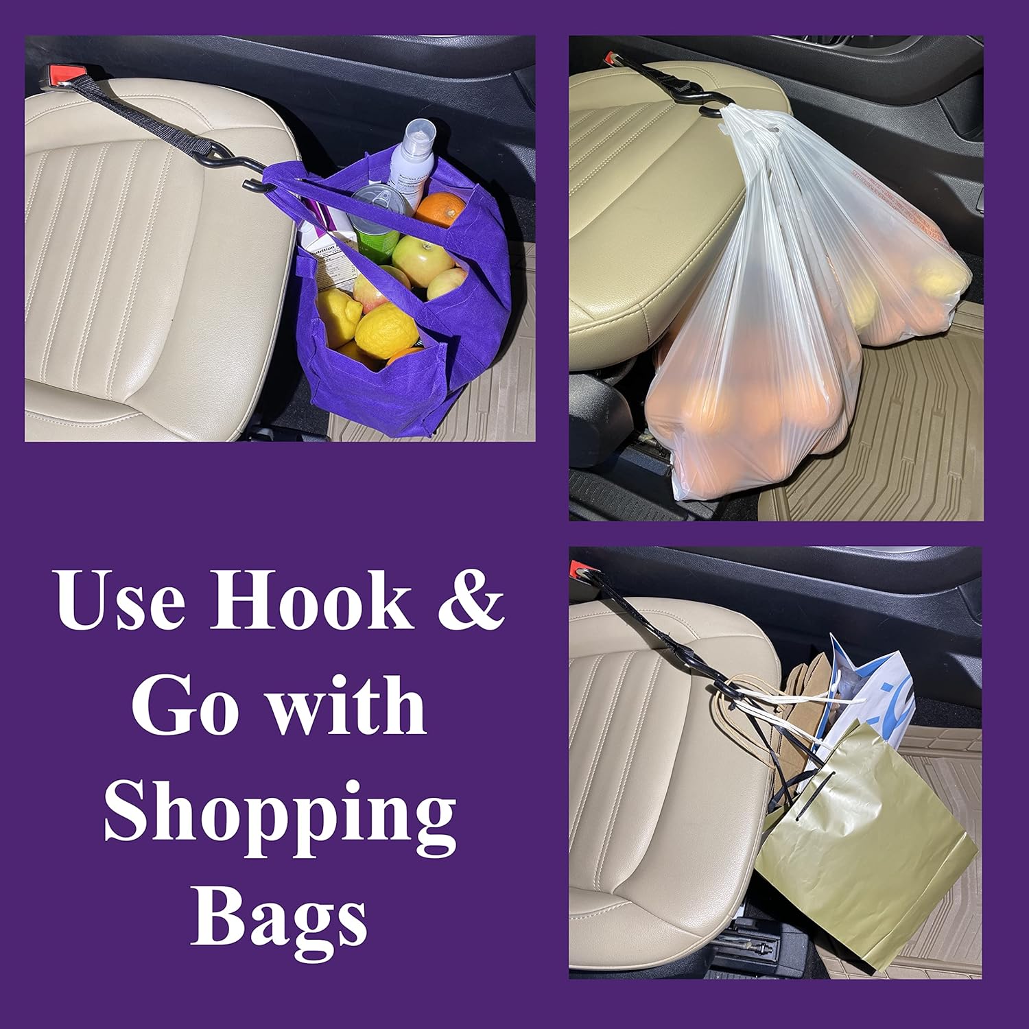 HOOK&GO Ganchos de asiento de automóvil de alta calidad para bolsos y bolsos, colgar bolsas de compras para colgar bolsos de colgar bolsos del