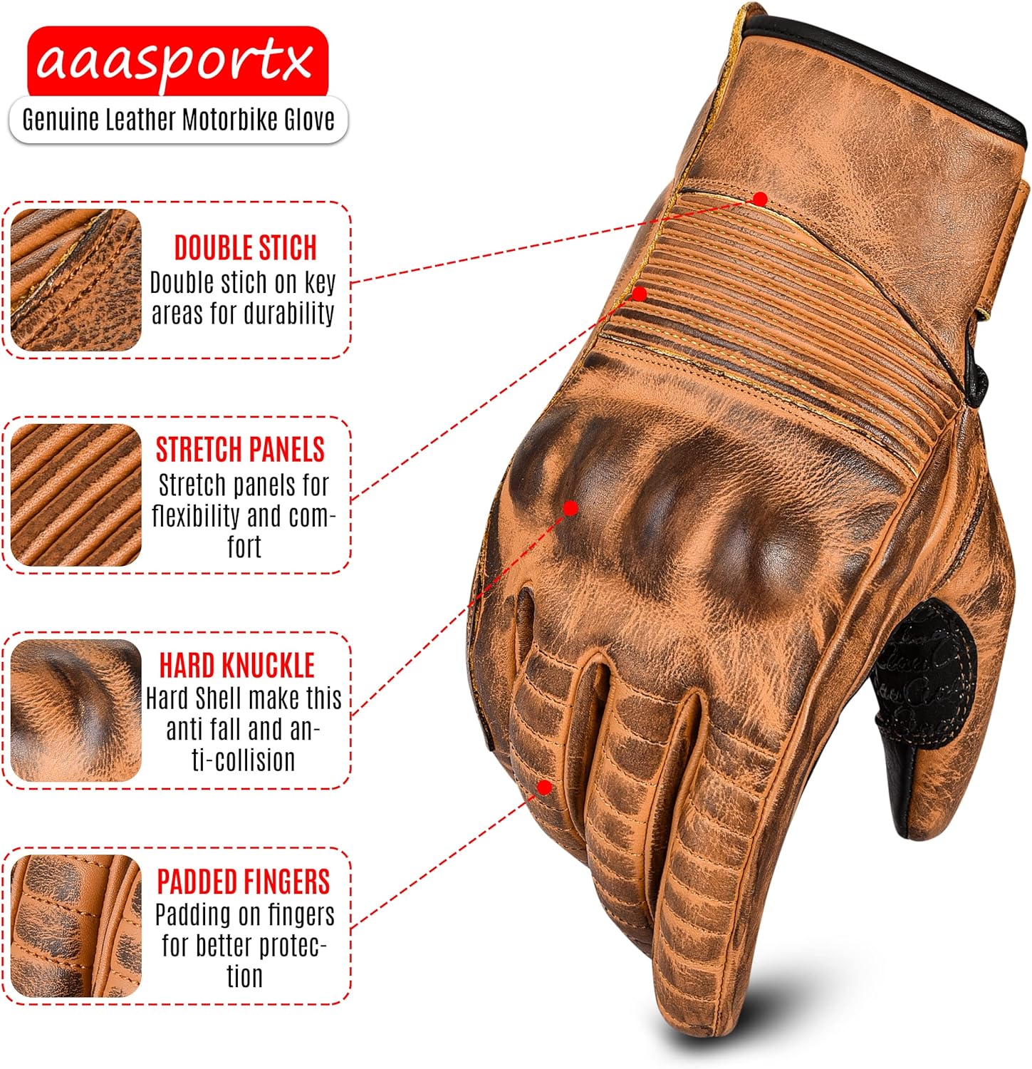 Guantes de motocicleta de cuero para hombre, con función de pantalla táctil, protectores de motocicleta para hombres y mujeres, para todo tipo de