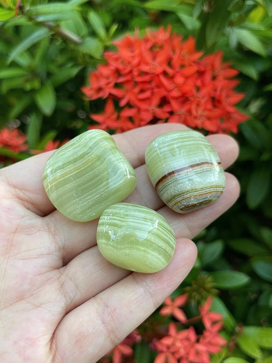 GAF TREASURES Piedras pulidas de ónix verde de 12 libra, piedra preciosa de ónix verde pulido, cristales curativos de ónix verde (ónix verde, 0.5