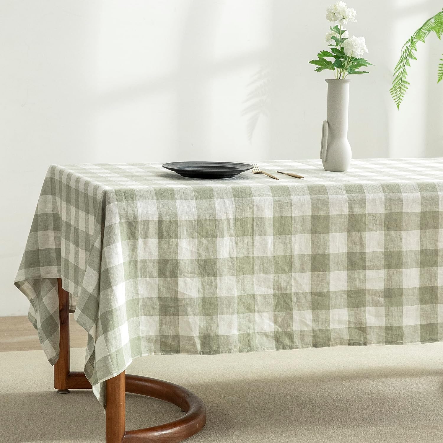 EVERLY Manteles rectangulares de lino 100 % teñido con hilo de 60 x 108 pulgadas para comedor, fiestas de bufé, pícnic, eventos y restaurantes,