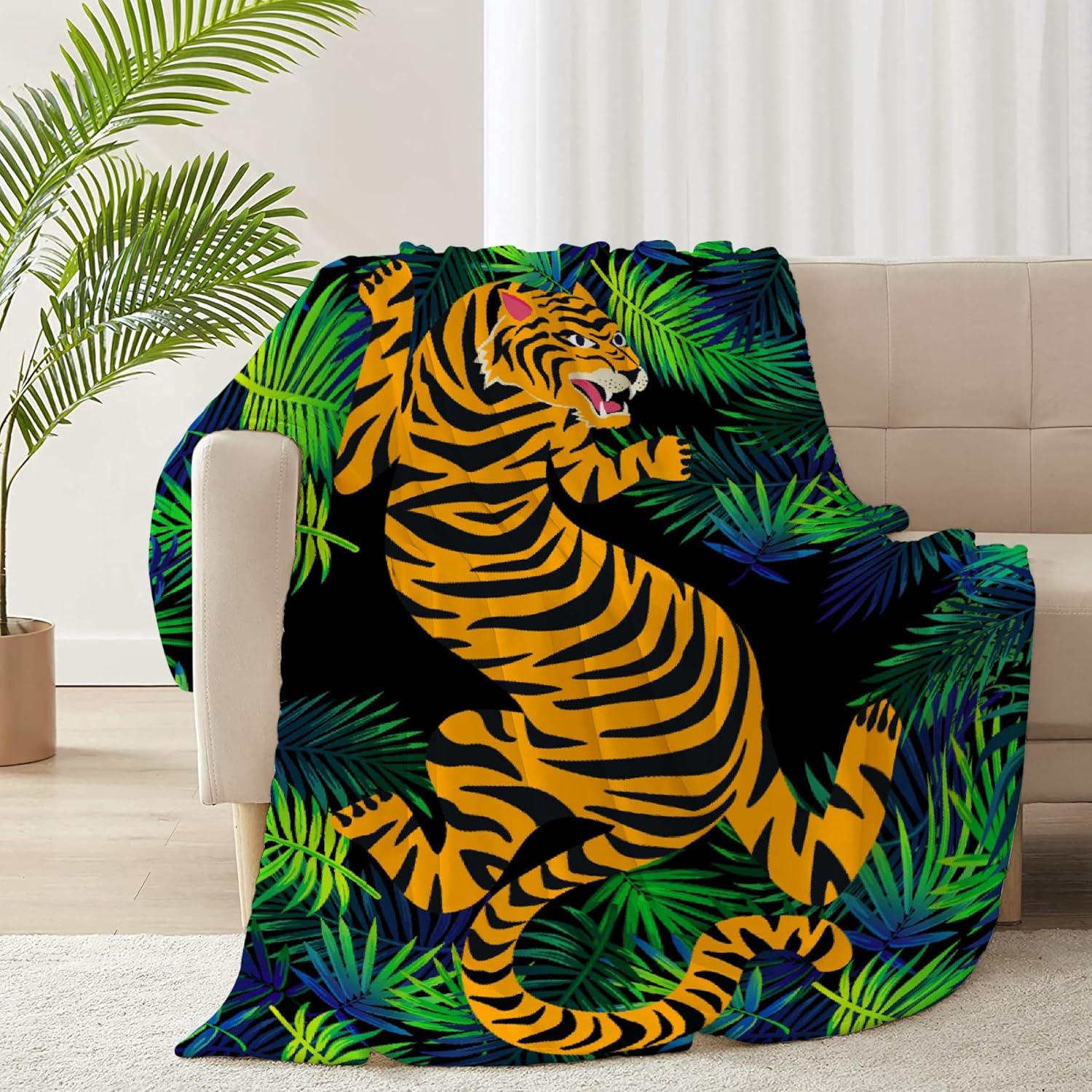 Manta de tigre de la selva, ARAHANT, franela, suave y cómoda, adecuada para sofá, sala de estar, dormitorio, buena opción de regalo, 40 x 30