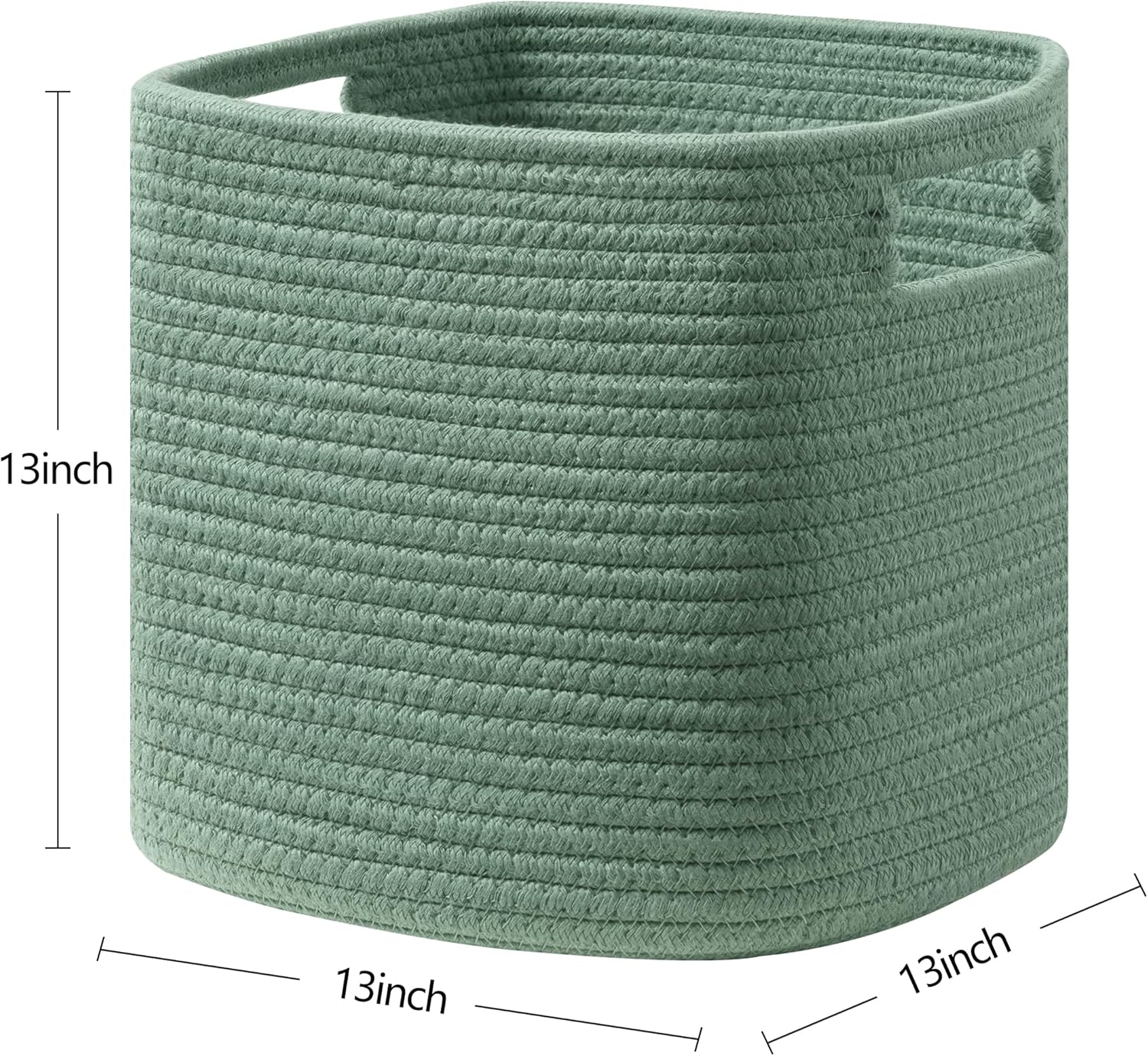 UBBCARE Juego de 3 cestas de cuerda de algodón de 13 x 13 x 13 pulgadas, cestas de almacenamiento tejidas para estantes, organización con asas,