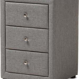 Baxton Studio Vanessa – Mesita de noche, color gris Baxton Studio Vanessa – Mesita de noche, color gris