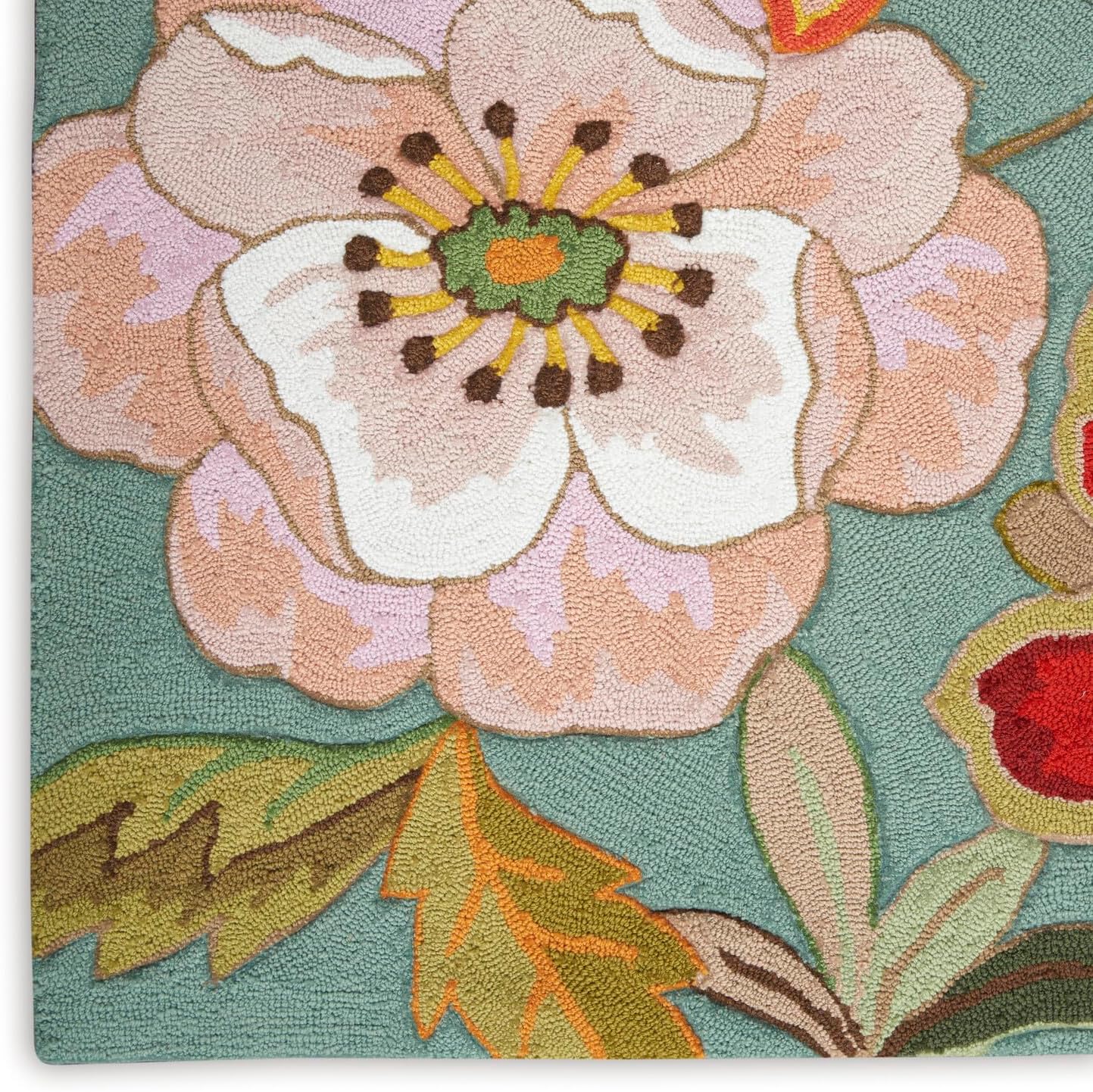 Nourison Fantasy Aqua – Alfombra de área de 8 x 10 pies 6 pulgadas, moderna, floral, para dormitorio, sala de estar, comedor, cocina, fácil