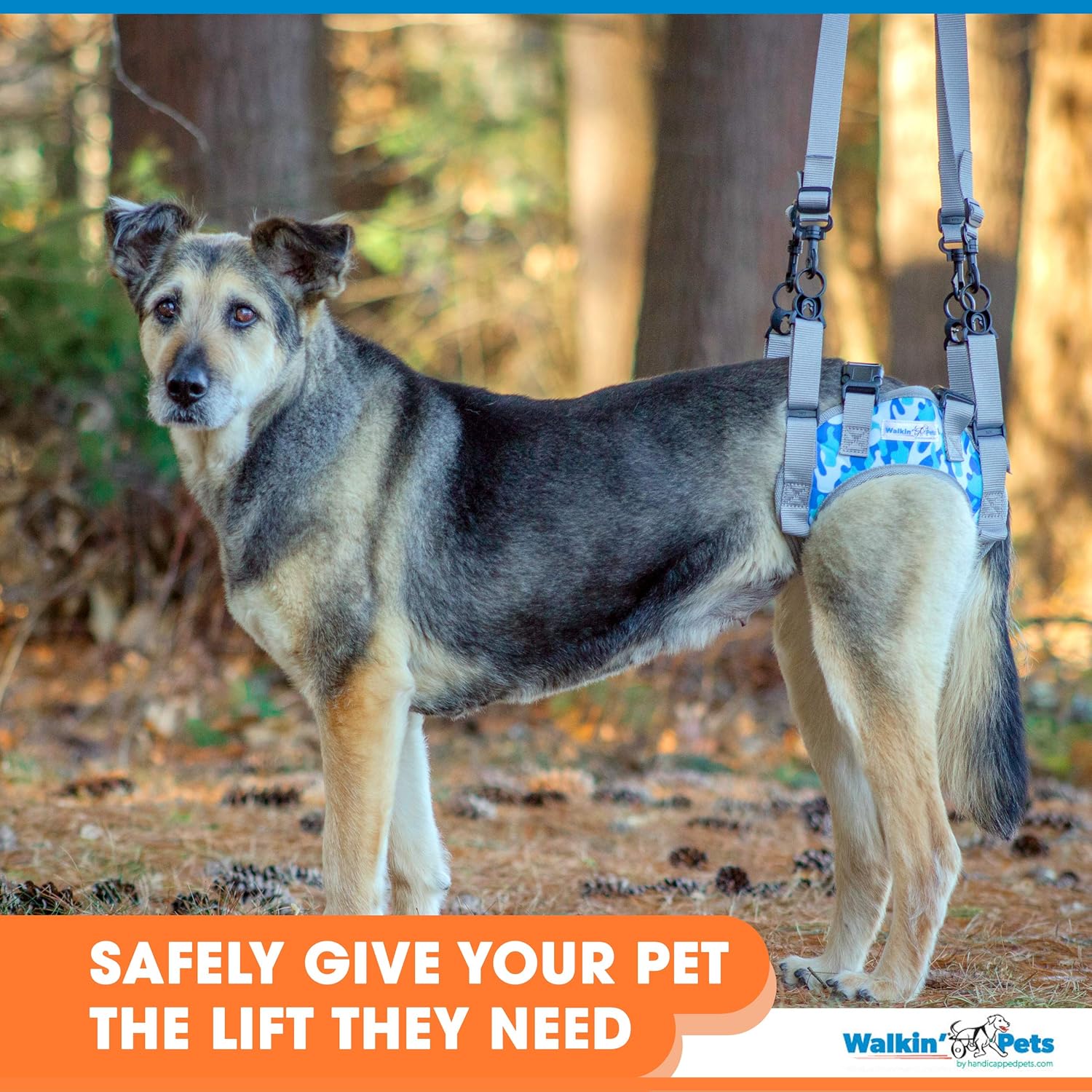 Walkin’ Warrior – Arnés trasero para perro para movilidad, asas ajustables, arnés para perros mayores y mascotas que se recuperan de una cirugía