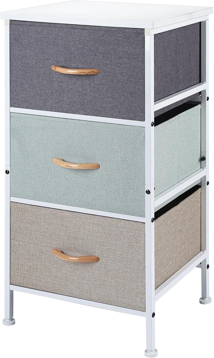 YOHKOH Cajones de almacenamiento altos con 3 cajones de tela extraíbles, unidad organizadora para dormitorio, sala de estar, contenedores de