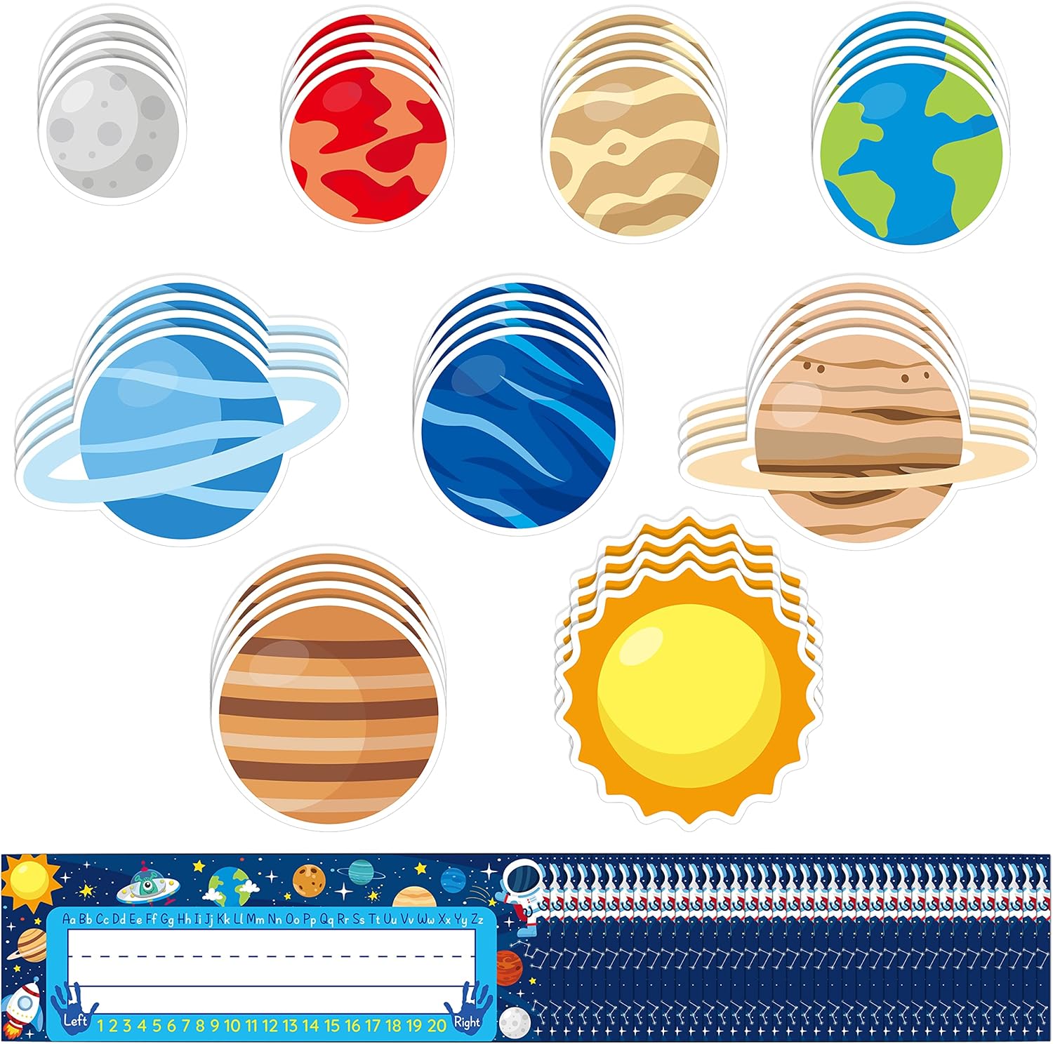 BeYumi 63 placas de identificación del espacio exterior, sistema solar, placas de identificación para escritorio de estudiantes, acentos de aula,