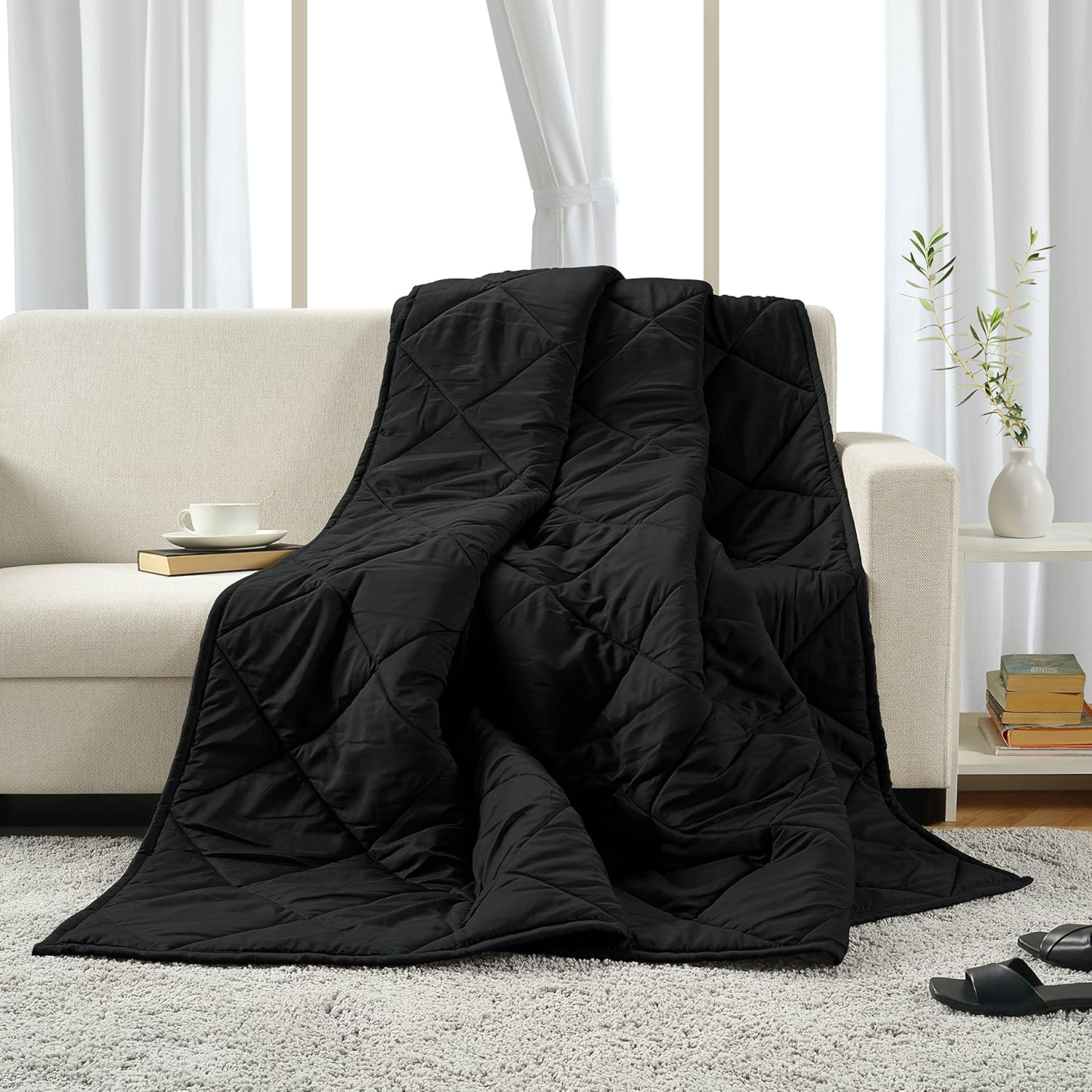LANE LINEN Manta reversible ligera de tamaño individual para cama y sofá  Manta de microfibra alternativa al plumón para todas las estaciones, fina,