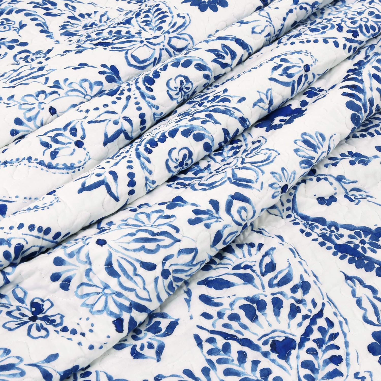 Lush Decor Erindale – Juego de edredón de 3 piezas, tamaño matrimonialqueen, ropa de cama de lujo (azul marino y azul)