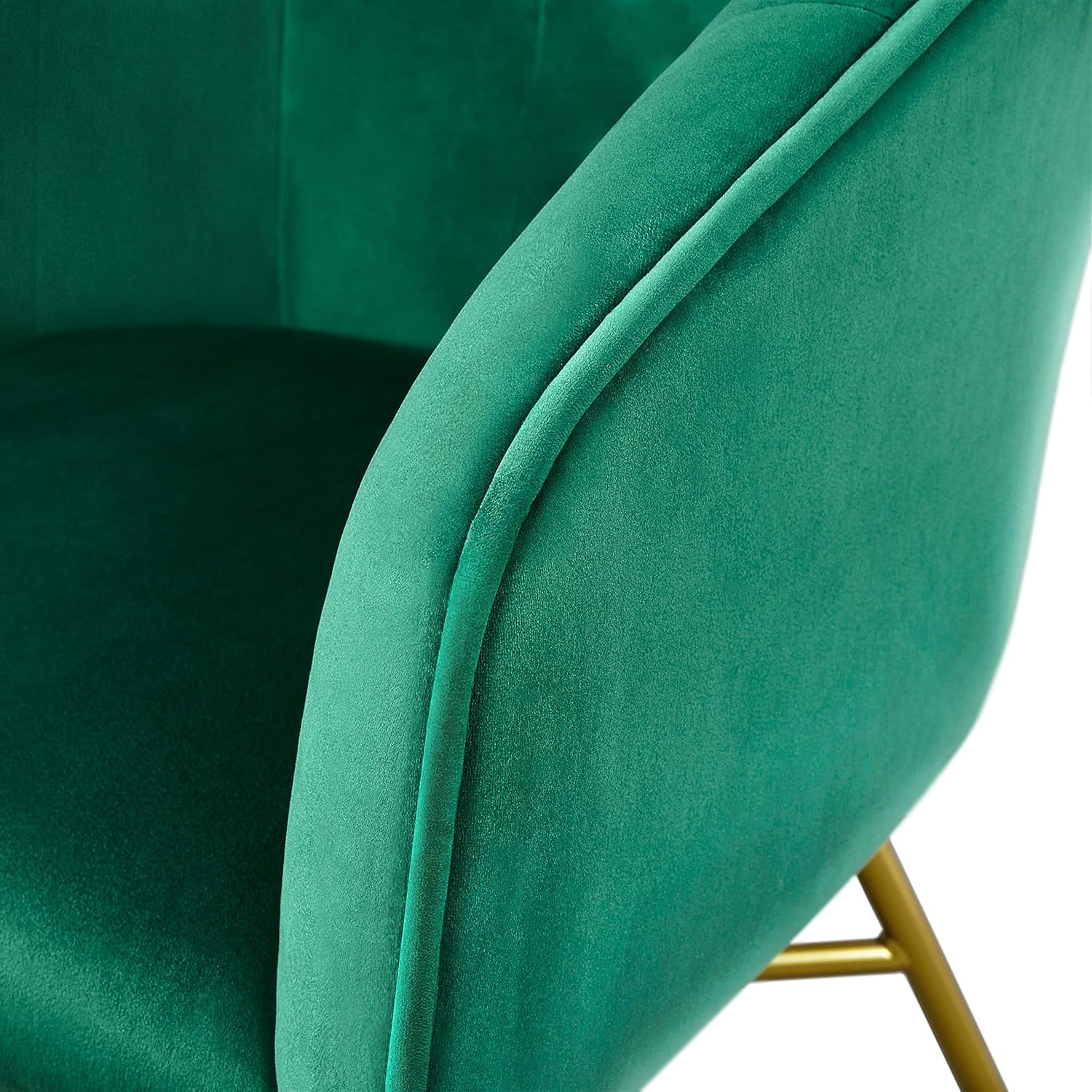 Yaheetech Silla de sala de estar, moderna silla de terciopelo suave con patas de metal dorado y acolchado suave para sala de estar, dormitorio, sala