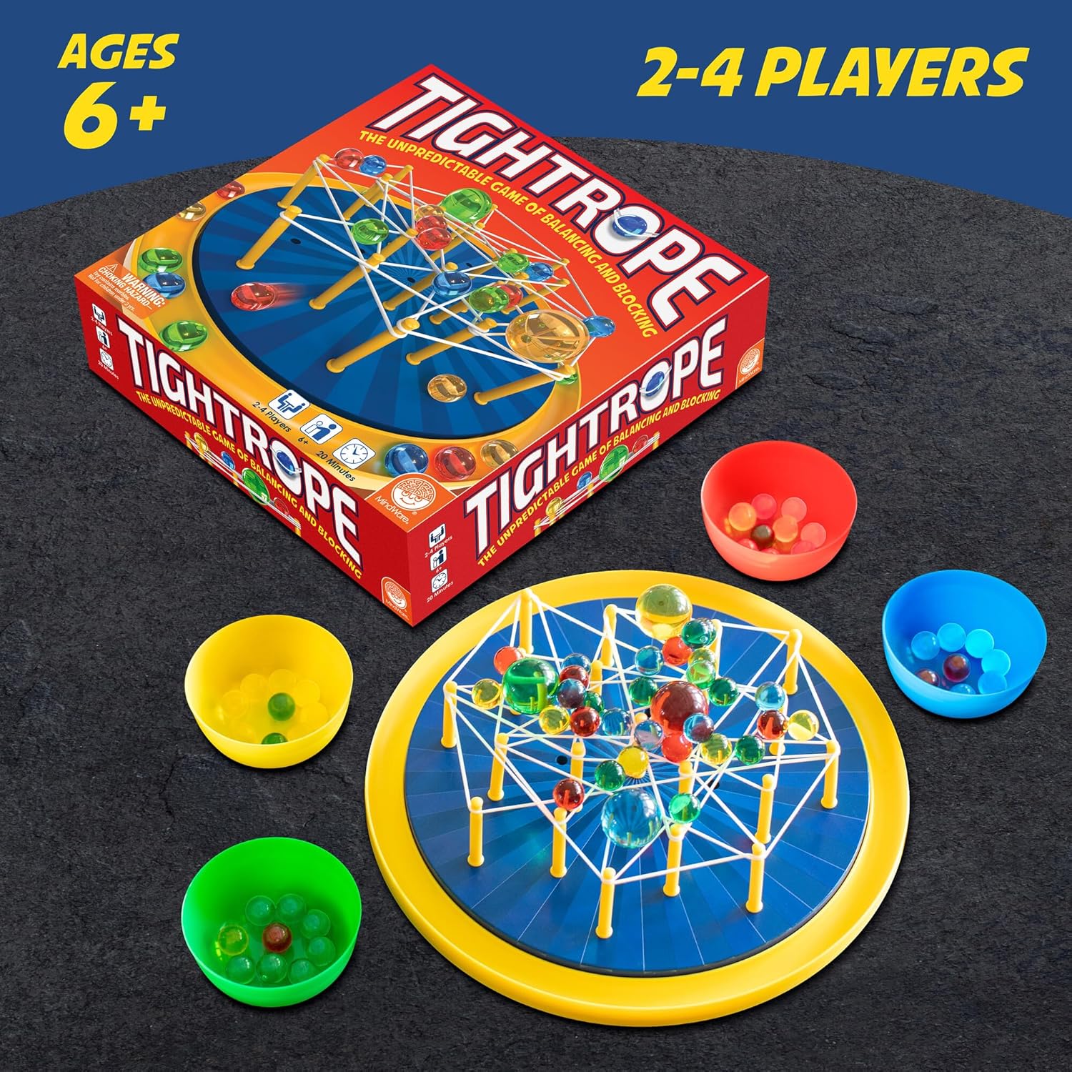 MindWare Juego de mesa de estrategia de cuerda apretada, diversión para aulas, 2-4 jugadores, tiempo de juego de 20 minutos, a partir de 6 años