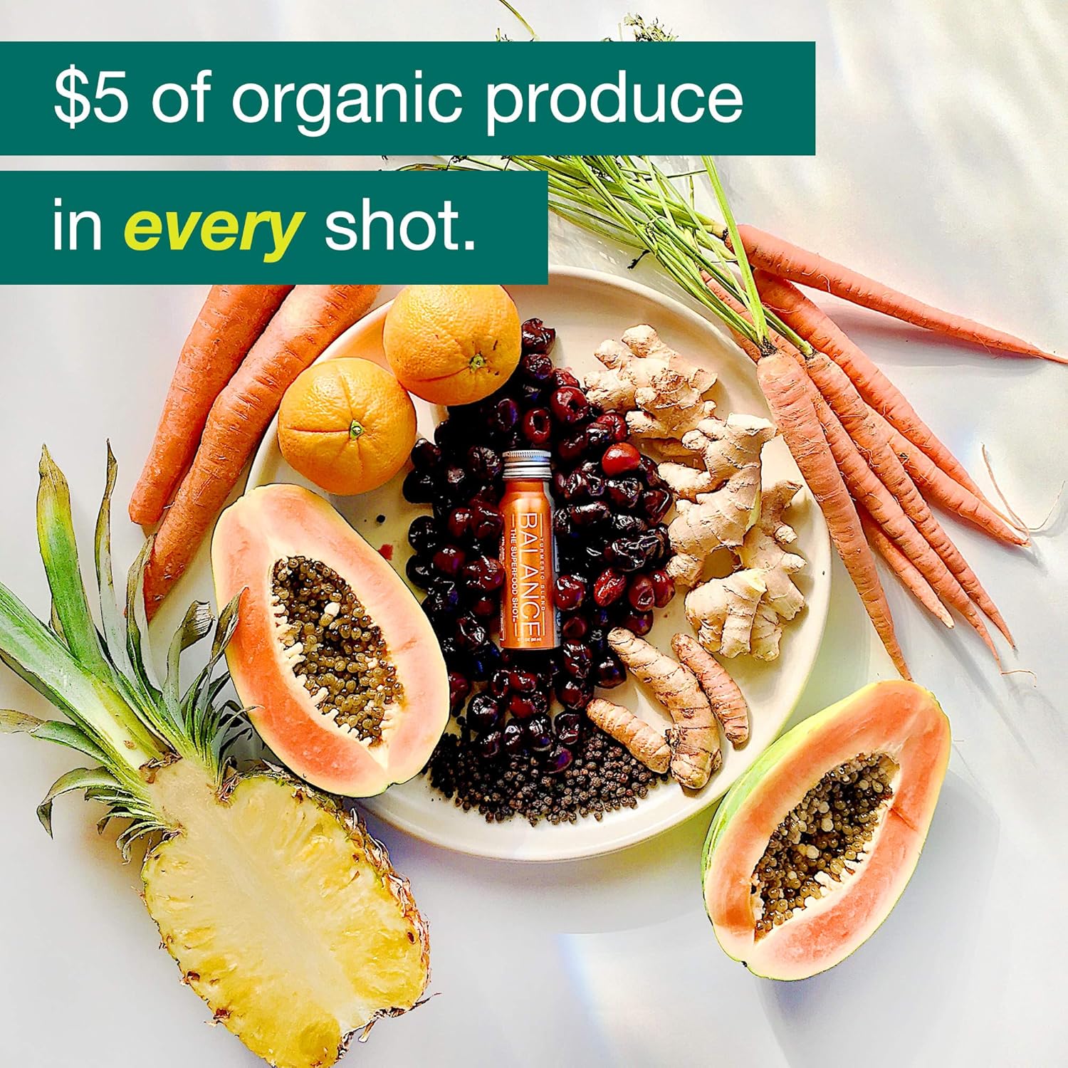 Superfood Shot – Batidos orgánicos de frutas, verduras, verdes, cúrcuma, saúco, combate la inflamación, desarrolla inmunidad, consigue 12 día de