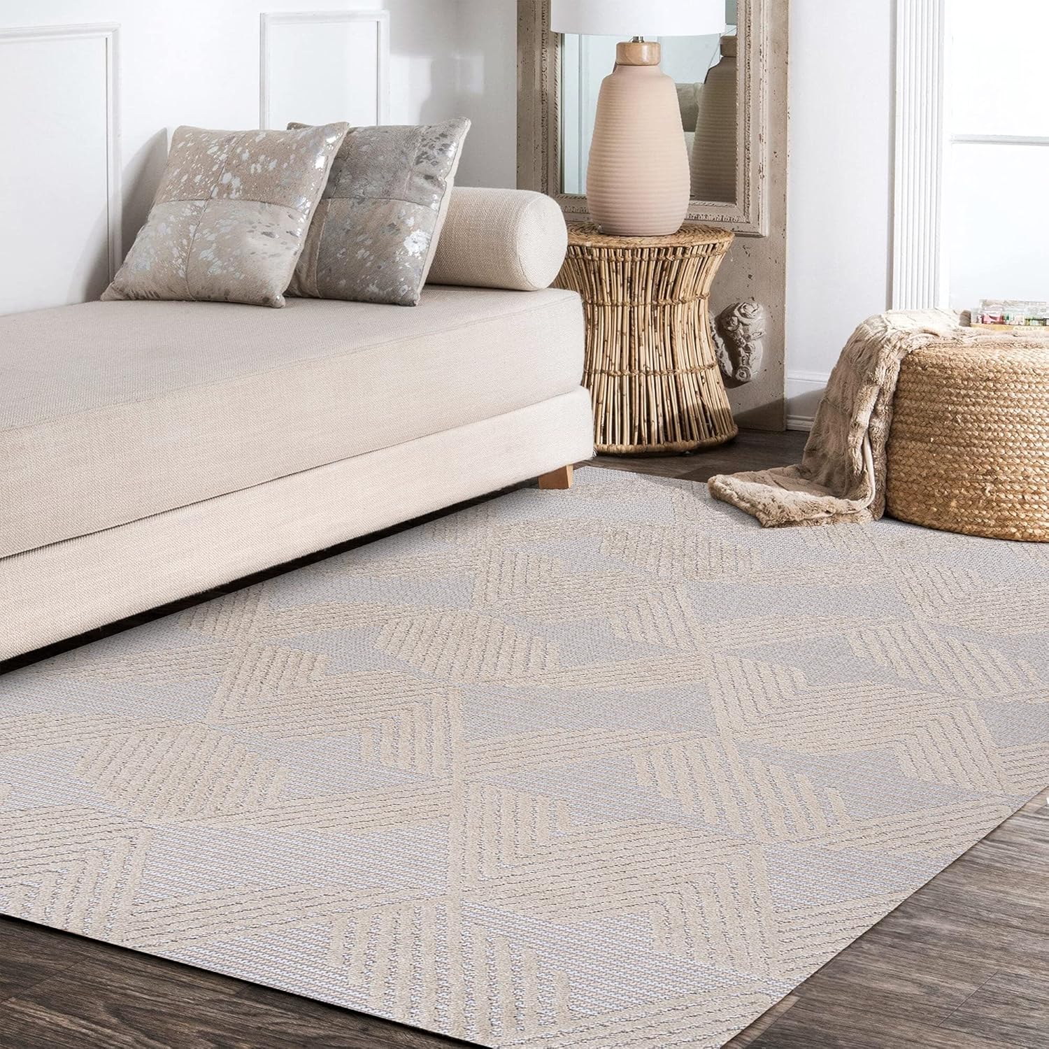 JONATHAN Y SBH106B-4 Jazz de pelo alto y bajo Art Deco geométrico para interiores y exteriores, bohemio, casual, contemporáneo, fácil limpieza,