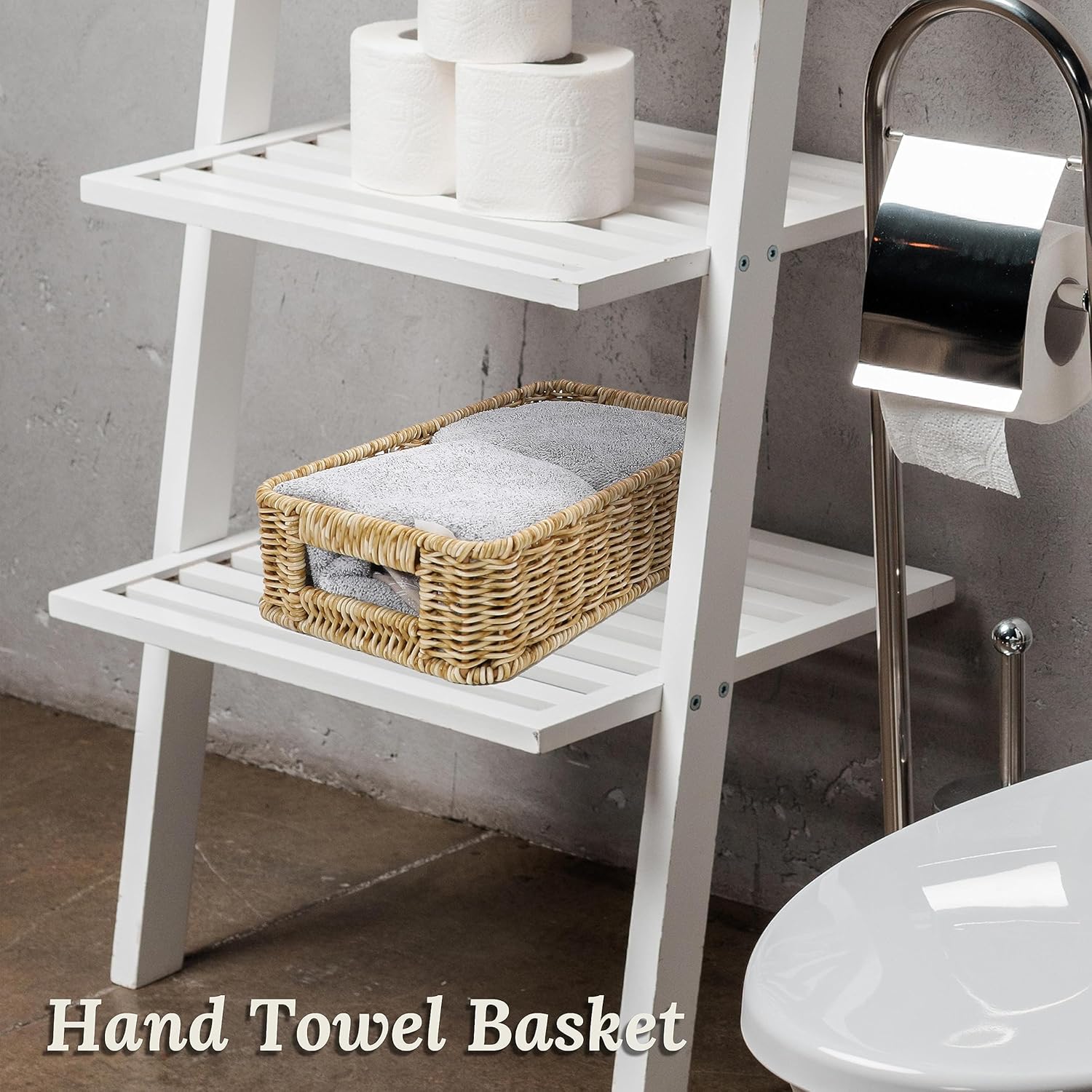 Cestas para organizar, Cesta pequeña de mimbre, Cestas de almacenamiento para baño, Cesta de inodoro, Cesta pequeña con asa, Cestas de