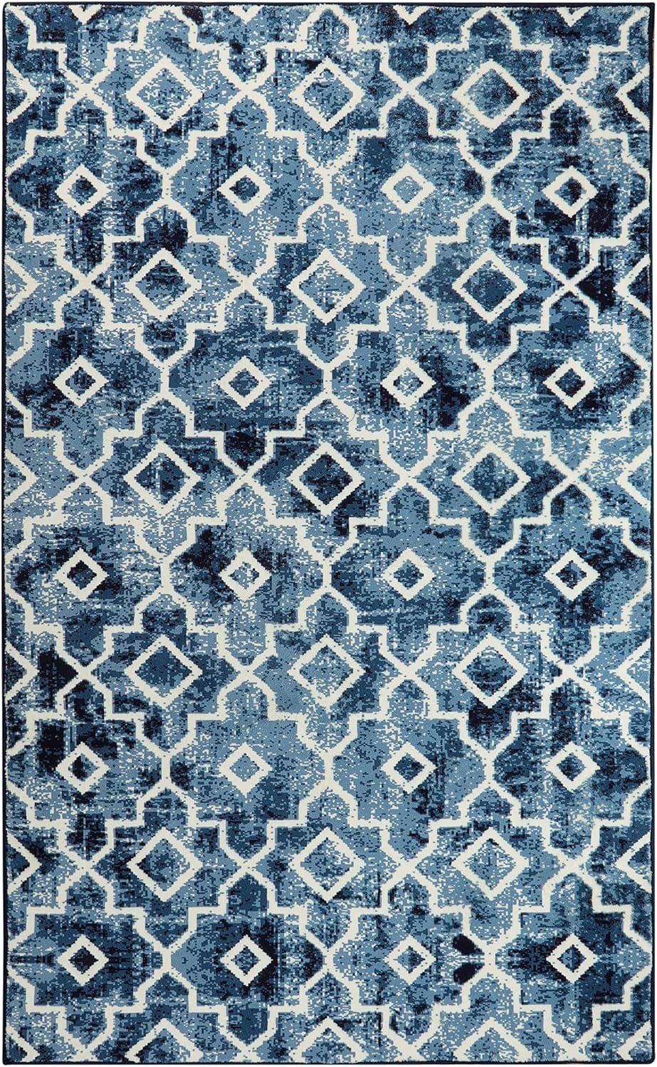 Wonnitar Alfombra marroquí lavable, tapete de entrada azul de 3 x 5 pulgadas, antideslizante, neutro, para habitación de niños, tapete moderno