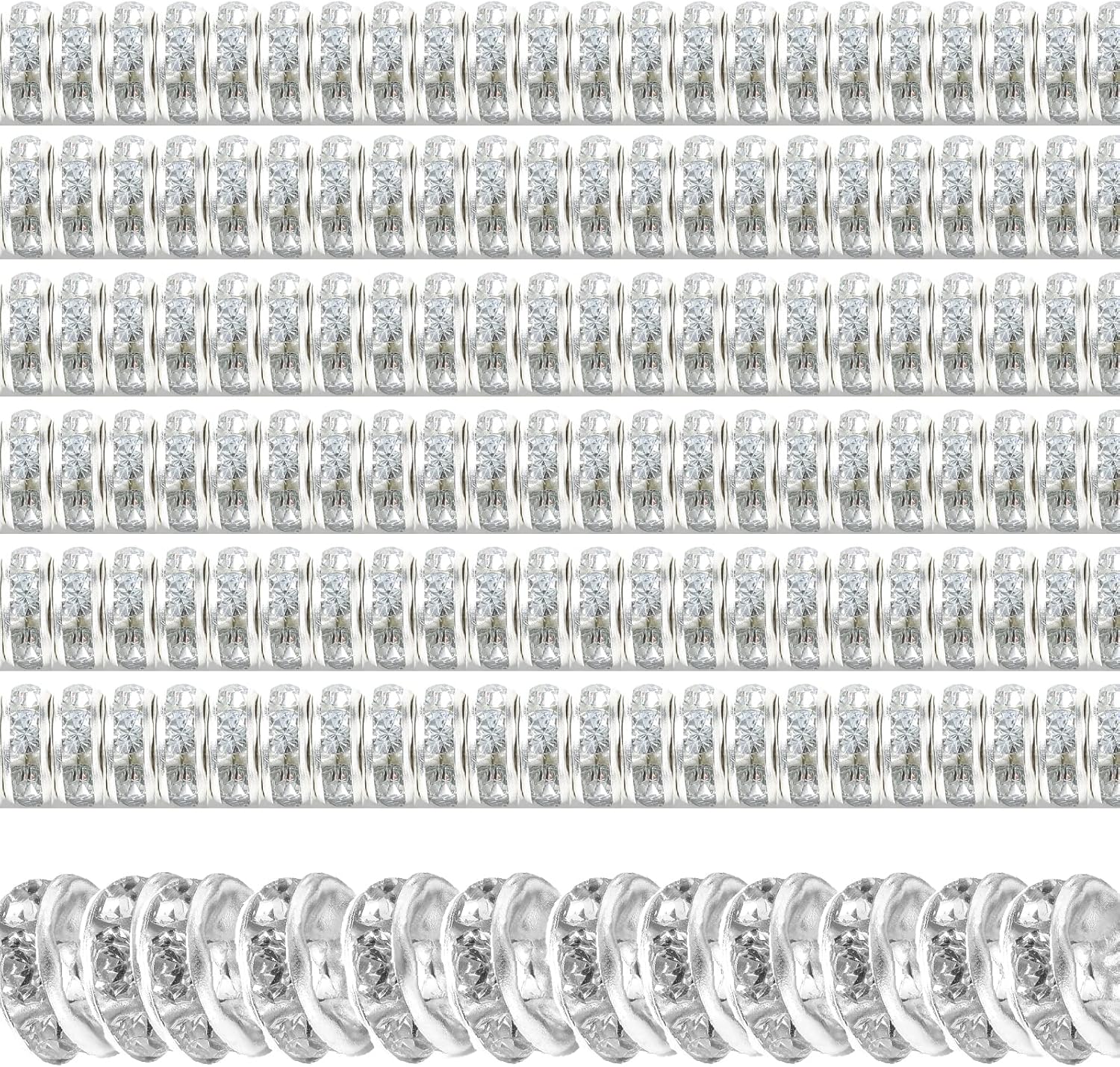1200 cuentas espaciadoras redondas de 0.315 pulgadas, cuentas de cristal, cuentas de diamantes de imitación, dijes para hacer joyas, collares y
