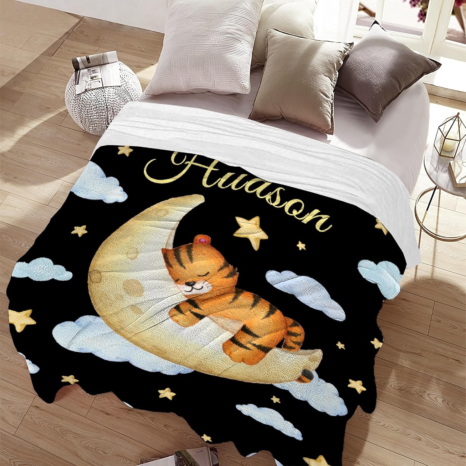 Manta personalizada para bebé, regalos para niños, manta de franela súper suave y cómoda con nombre personalizado de elefante, regalo para recién