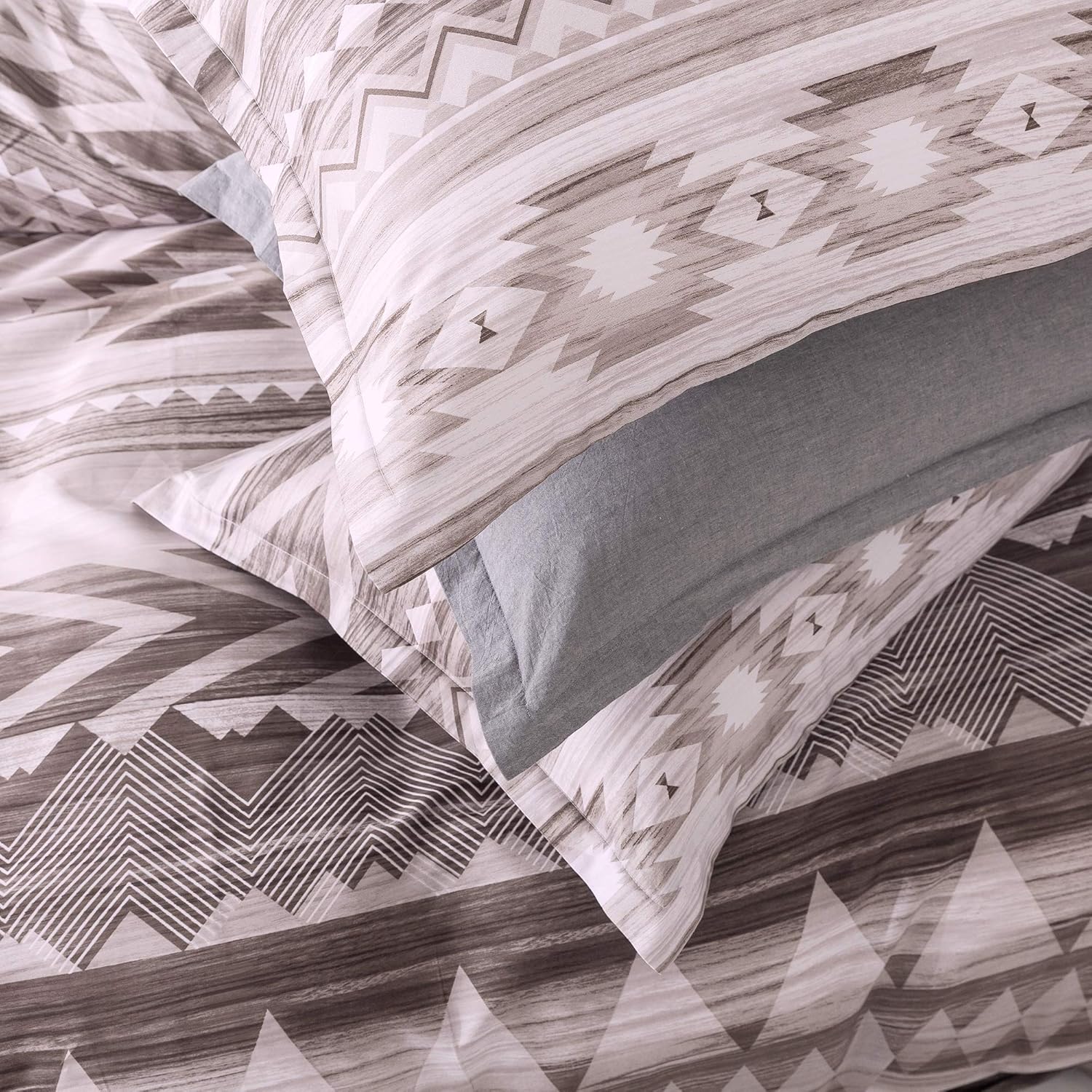 Moderna funda de edredón geoazteca a rayas, étnica, bohemio, suroeste, nativo, navajo, tribal, diamante, vector, 400 hilos, juego de ropa de cama de
