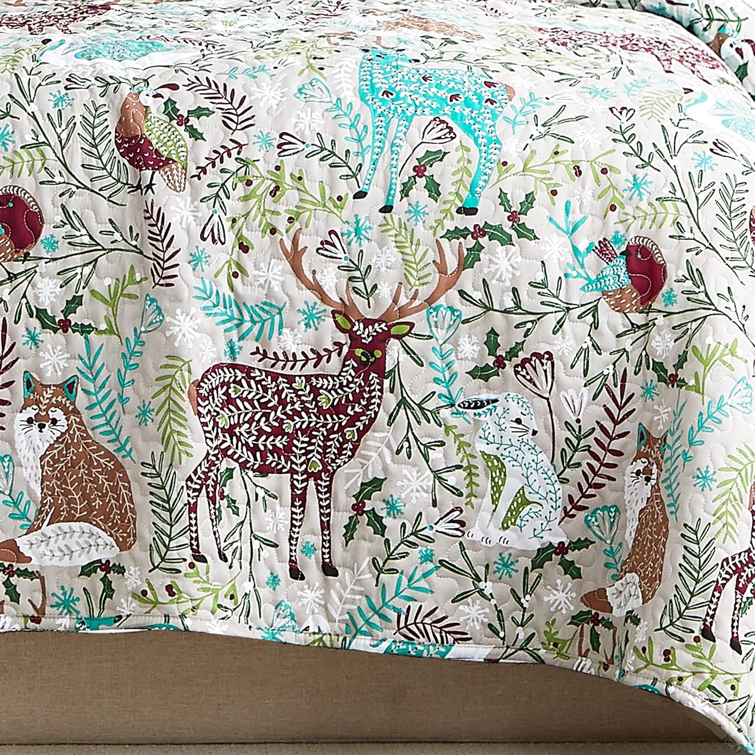 Southshore Fine Living, Inc., Juego de ropa de cama suave de 2 piezas con fundas acolchadas, diseño de bosque navideño, tamaño individualindividual