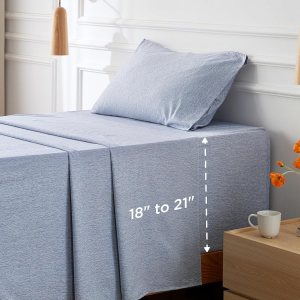 Bedsure Sábanas tamaño individual de bolsillo profundo, sábanas ultrasuaves de colchón de aire teñido catiónico, se adapta a colchones de hasta 21 Bedsure Sábanas tamaño individual de bolsillo profundo, sábanas ultrasuaves de colchón de aire teñido catiónico, se adapta a colchones de hasta 21