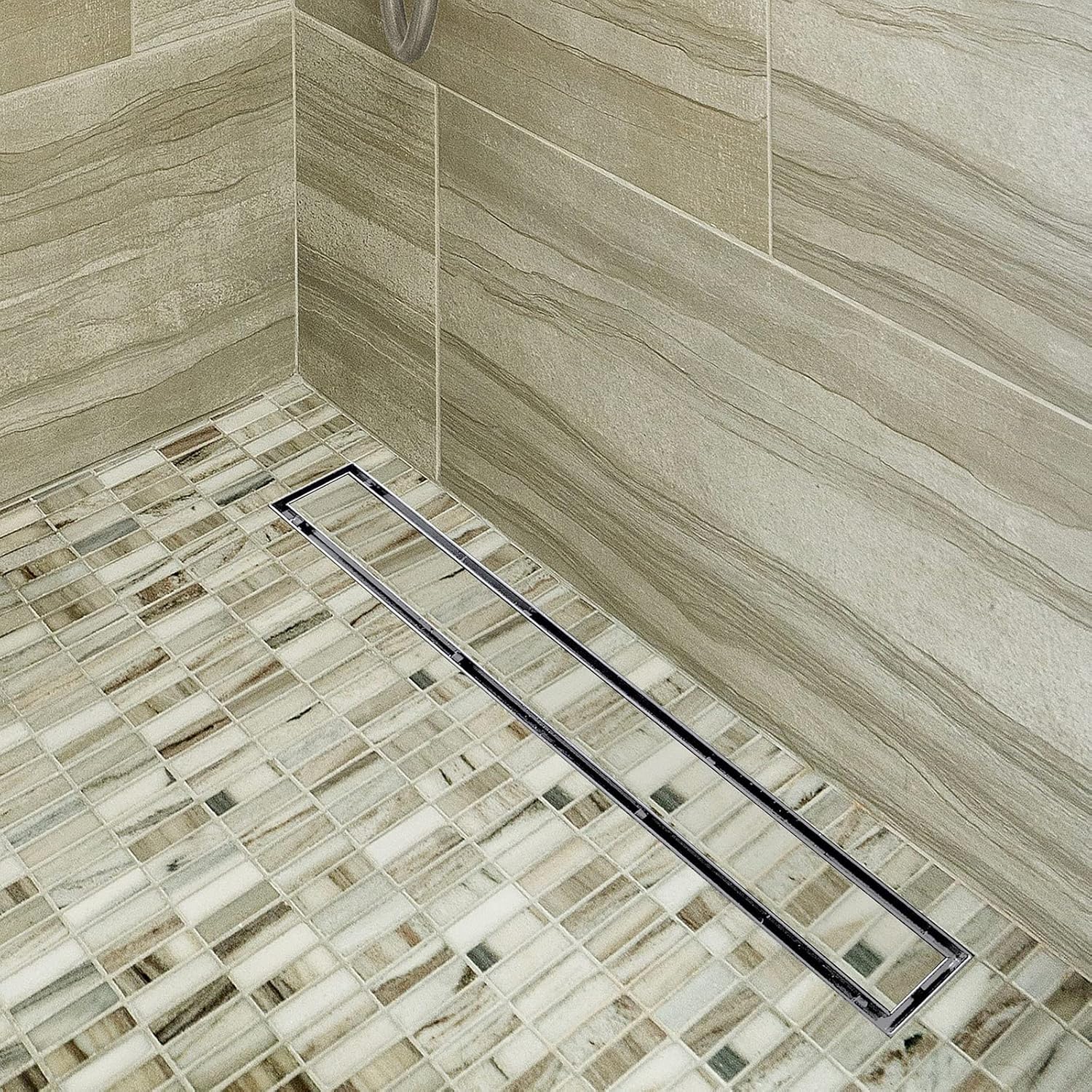 Neodrain Drenaje de ducha lineal de 28 pulgadas con rejilla de inserción de azulejos, fabricante profesional de drenaje de piso de ducha rectangular