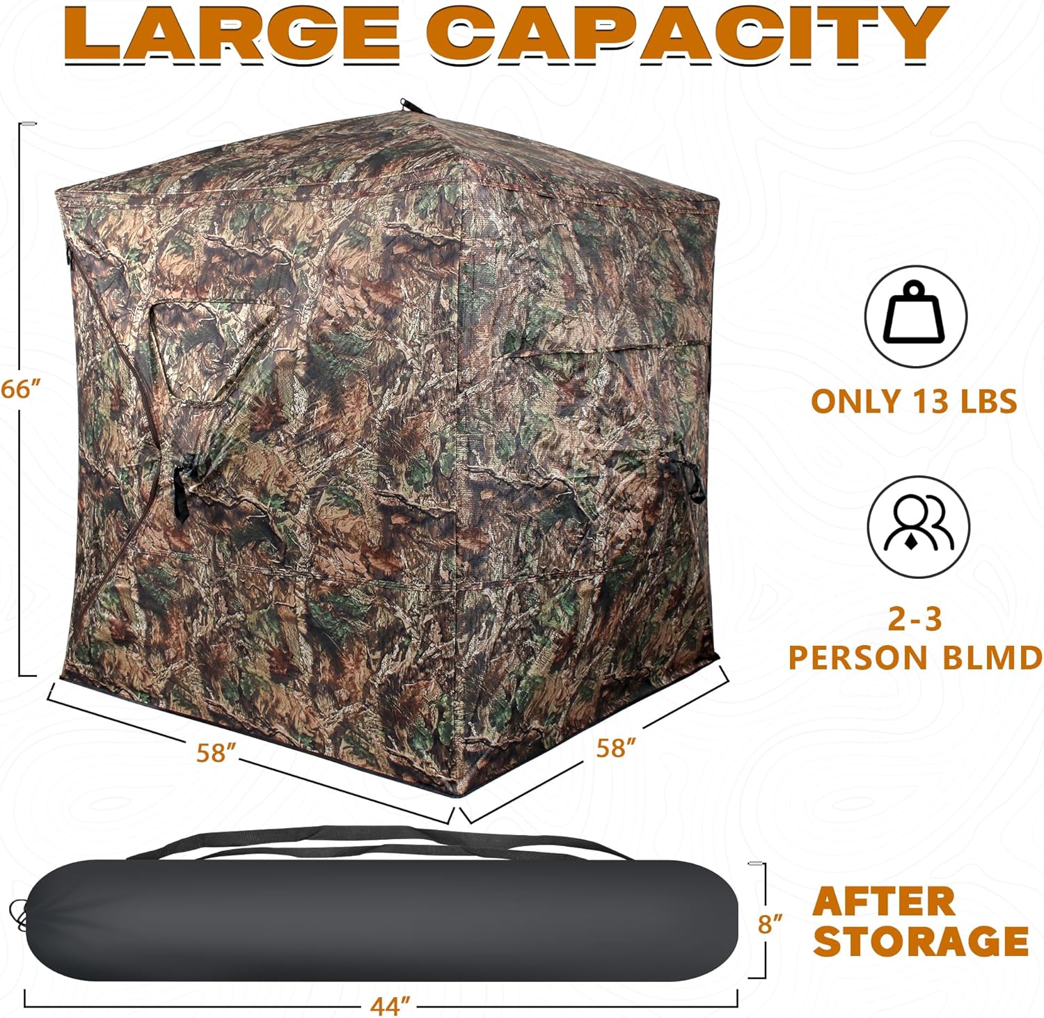 HUNT MONSTER Hunting Blind 1-3 Person with Tri-Leg Hunting Stool, 270 Degree See Through Pop up Ground Blinds for Deer Turkey Duck Hunting, Bow