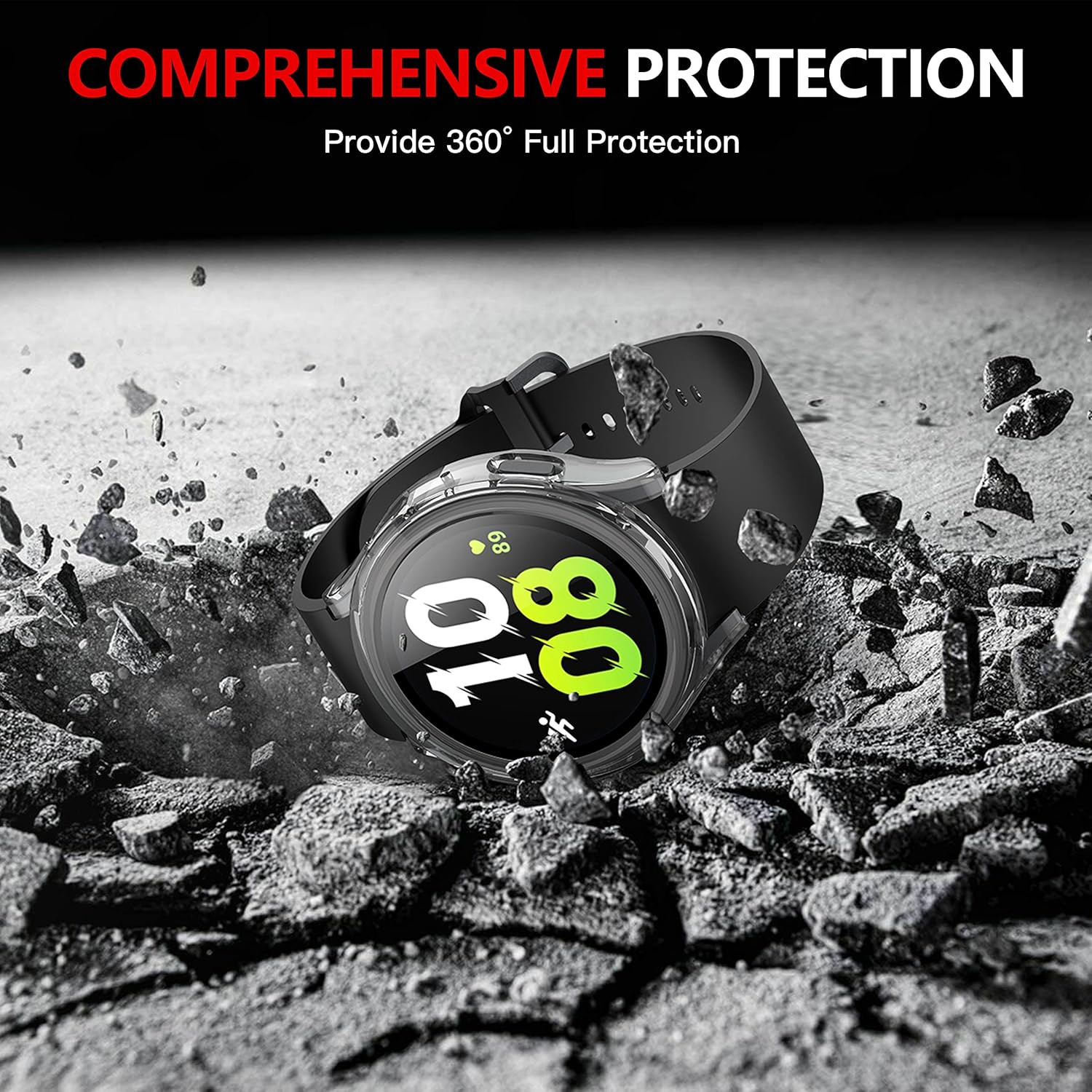 Misxi Paquete de 2 fundas rígidas de policarbonato con protector de pantalla para Samsung Galaxy Watch 5 Galaxy Watch 4 de 1.732 in, funda ultrafina