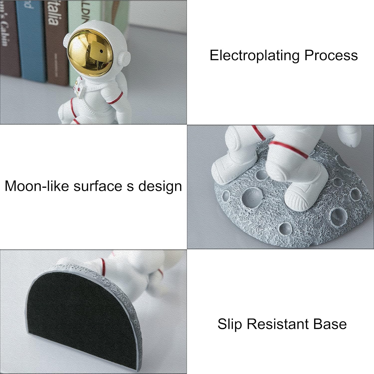 Sujetalibros con temática espacial para estantes, extremos de libro de luna de astronauta para habitación de niños, tapones decorativos de planeta