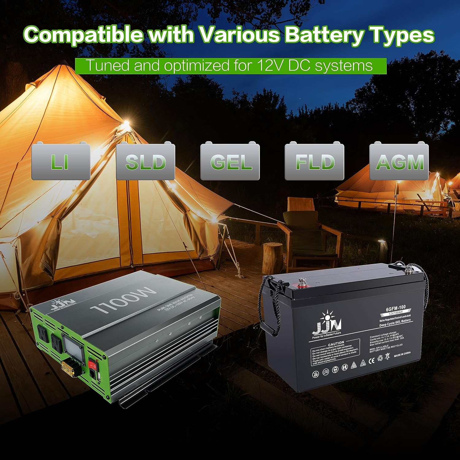 Inversor de onda sinusoidal pura de 1100 W, CC 12 V a CA 110 V120 V, convertidor con pantalla digital LCD, control remoto con cable, inversor de