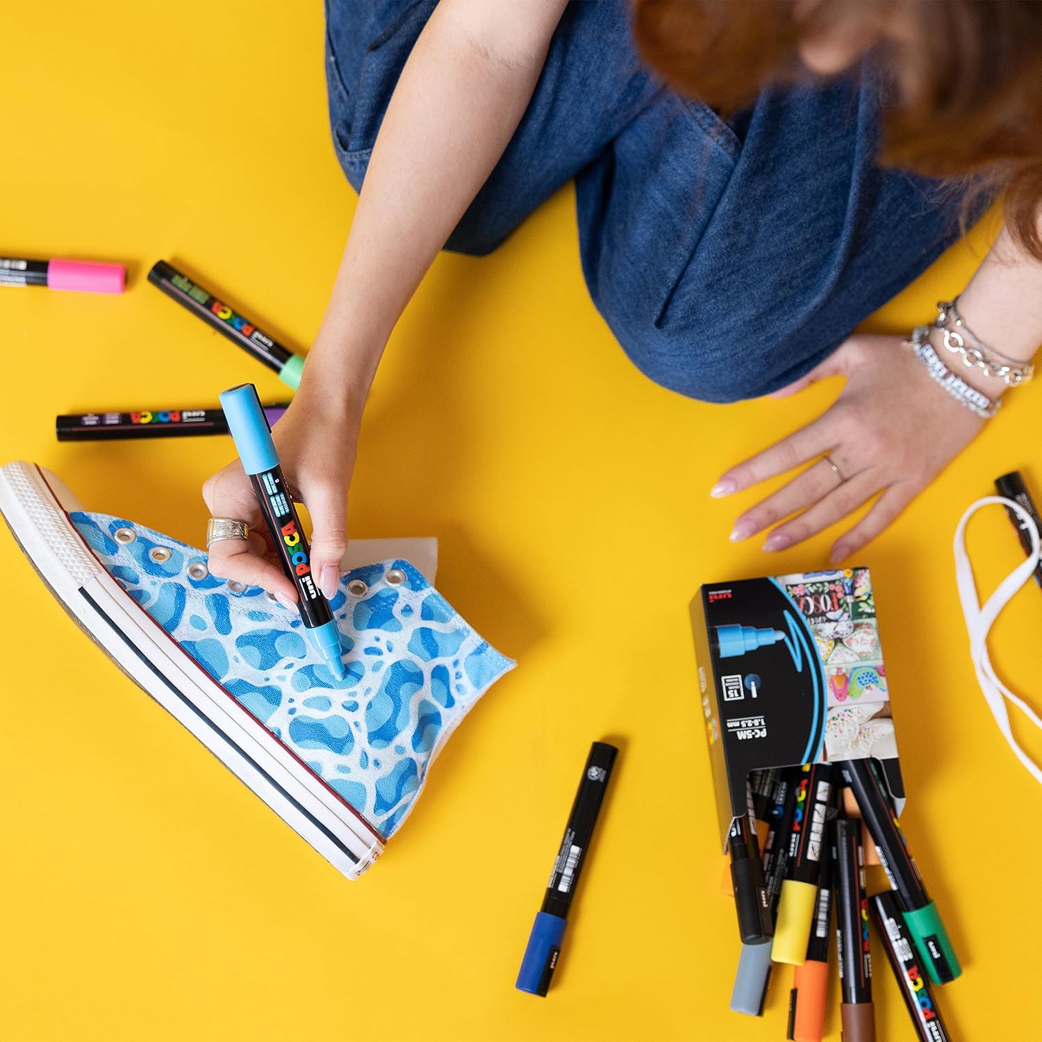 Posca – Rotulador de 3.3 ft en rojo, bolígrafos Posca para suministros de arte, suministros escolares, arte rupestre, pintura de tela, marcadores de