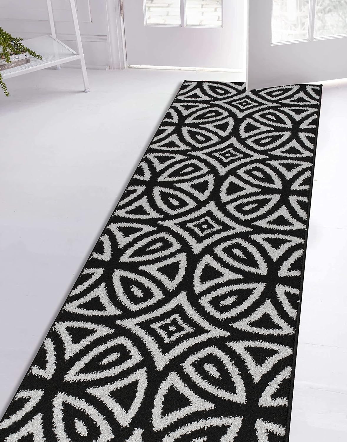 Alfombra antideslizante de longitud personalizada, antideslizante, con patrón de diamante, para entrada, pasillo, cocina, lavandería, 26 pulgadas x