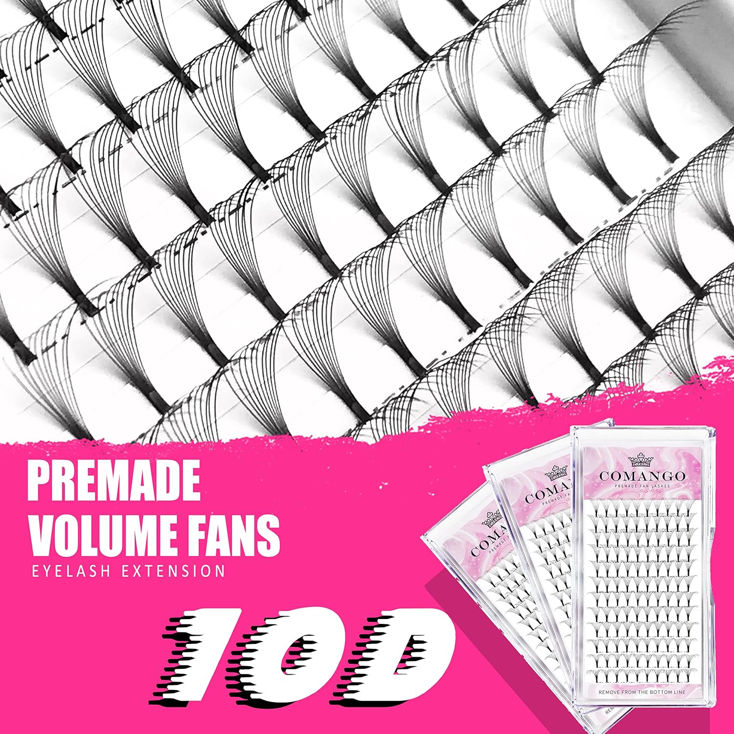 Extensiones de pestañas postizas en abanico 10D-D-0.07-0.59 pulgadas, mezcla, 10D3D4D5D6D 0.070.004 in CD 0.315-0.591 in, mezcla de 0.315-0.59