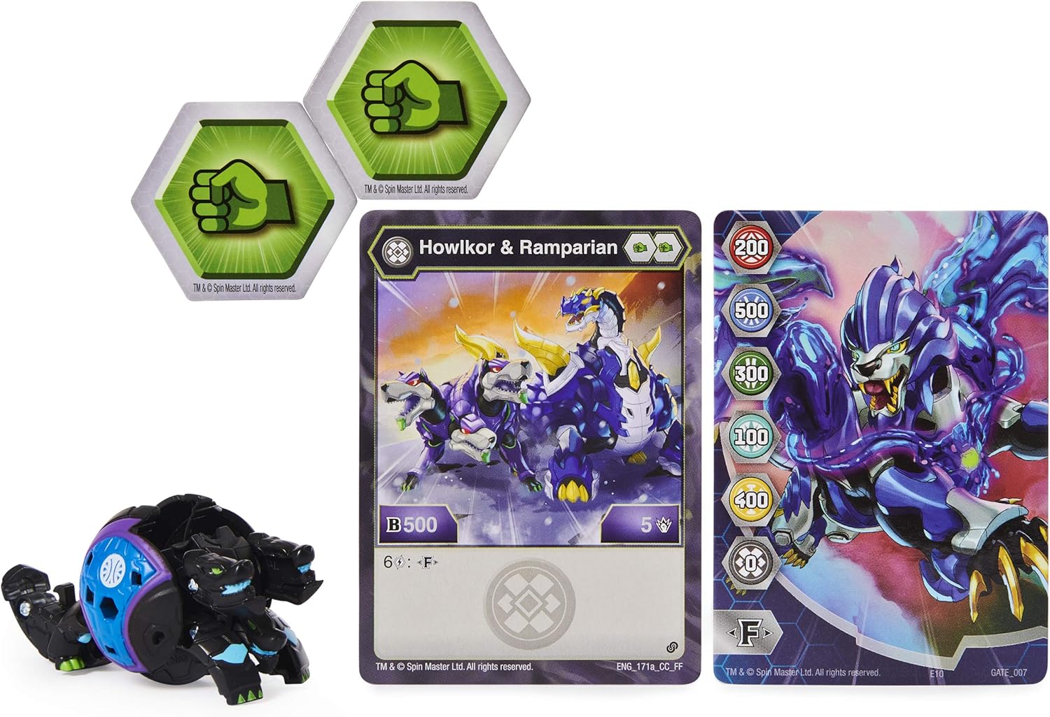 Bakugan, Fused Howlkor x Ramparian, figura de acción coleccionable de la Alianza Blindada de 2 pulgadas de alto y tarjeta intercambiable