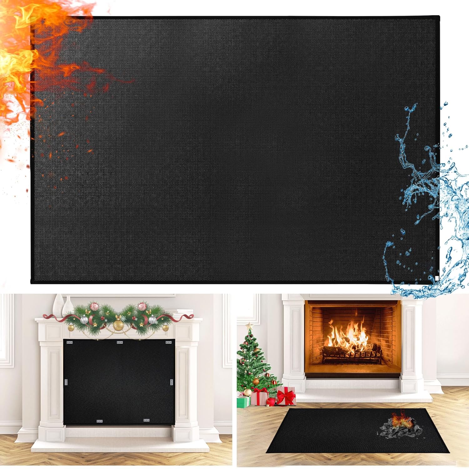 Cubierta magnética resistente al calor para chimenea, 33 x 29 pulgadas, cubierta de chimenea ignífuga para la sala de estar, tapón de chimenea que