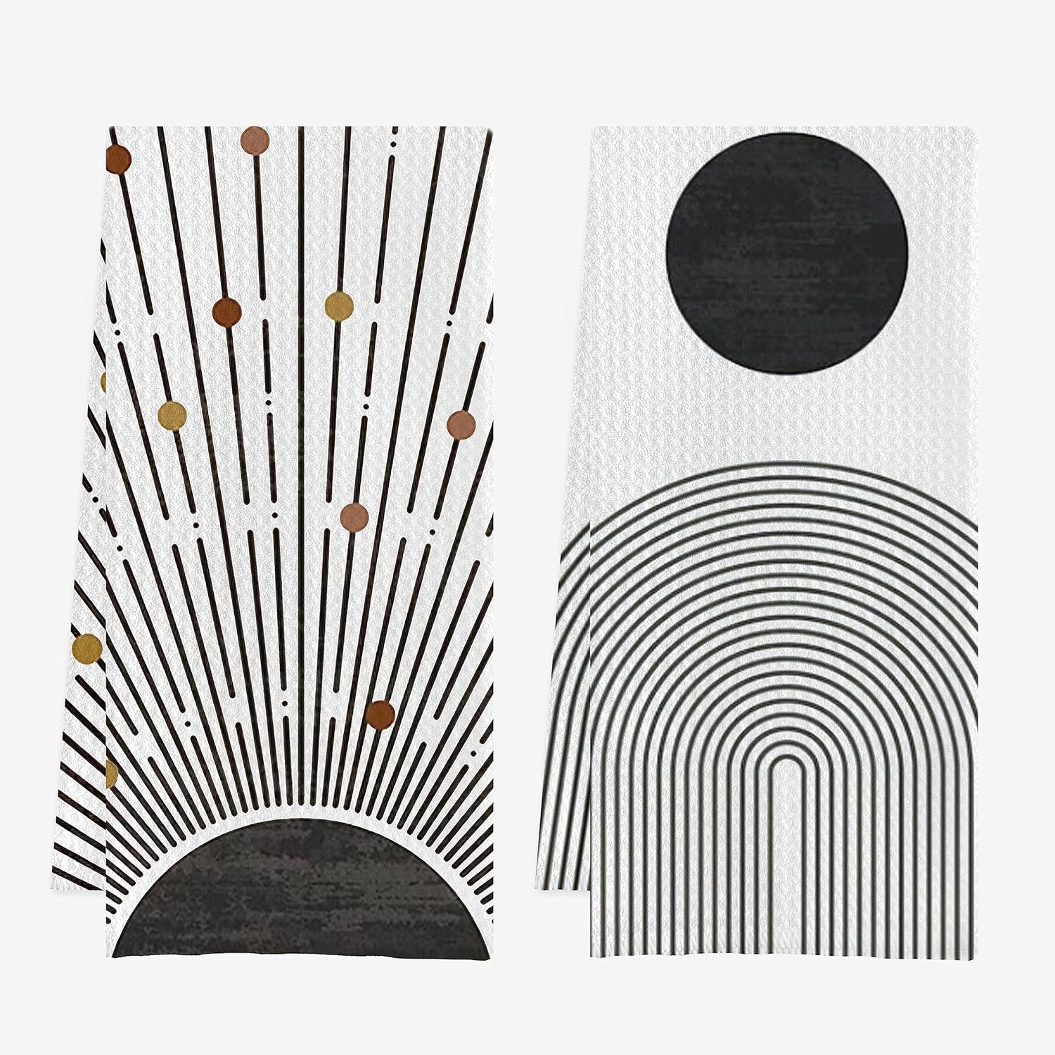 Toallas de mano bohemias, juego de toallas de cocina negras, toallas de cocina bohemias de tejido de gofre negro de 16 x 24 pulgadas, toallas de