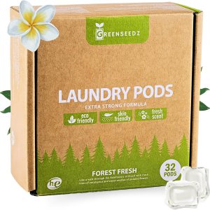 Greenseedz Cápsulas de detergente ecológico 5 en 1  Limpieza ultra fuerte  Aroma de bosque fresco  32 cápsulas  Para todas las máquinas (HE) Greenseedz Cápsulas de detergente ecológico 5 en 1  Limpieza ultra fuerte  Aroma de bosque fresco  32 cápsulas  Para todas las máquinas (HE)