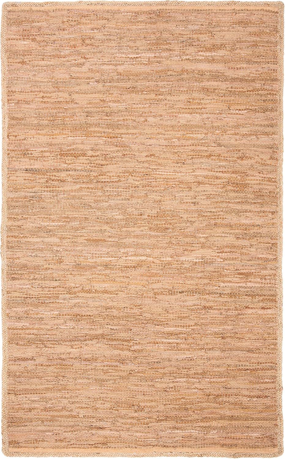 SAFAVIEH Cape Cod Collection – Alfombra decorativa de 4 x 6 pies, color camello y natural, cuero hecho a mano y yute, ideal para zonas de alto