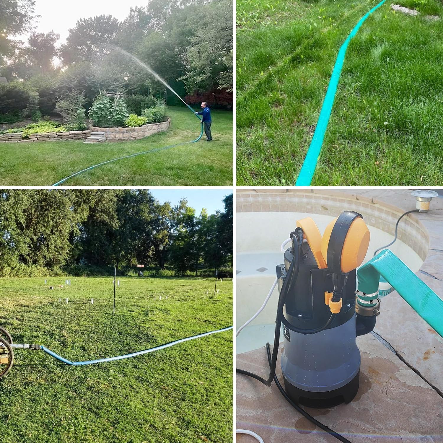 Bomba de descarga de manguera de agua con pasador de aluminio, manguera de drenaje resistente de tres capas para piscina, manguera de lavado a