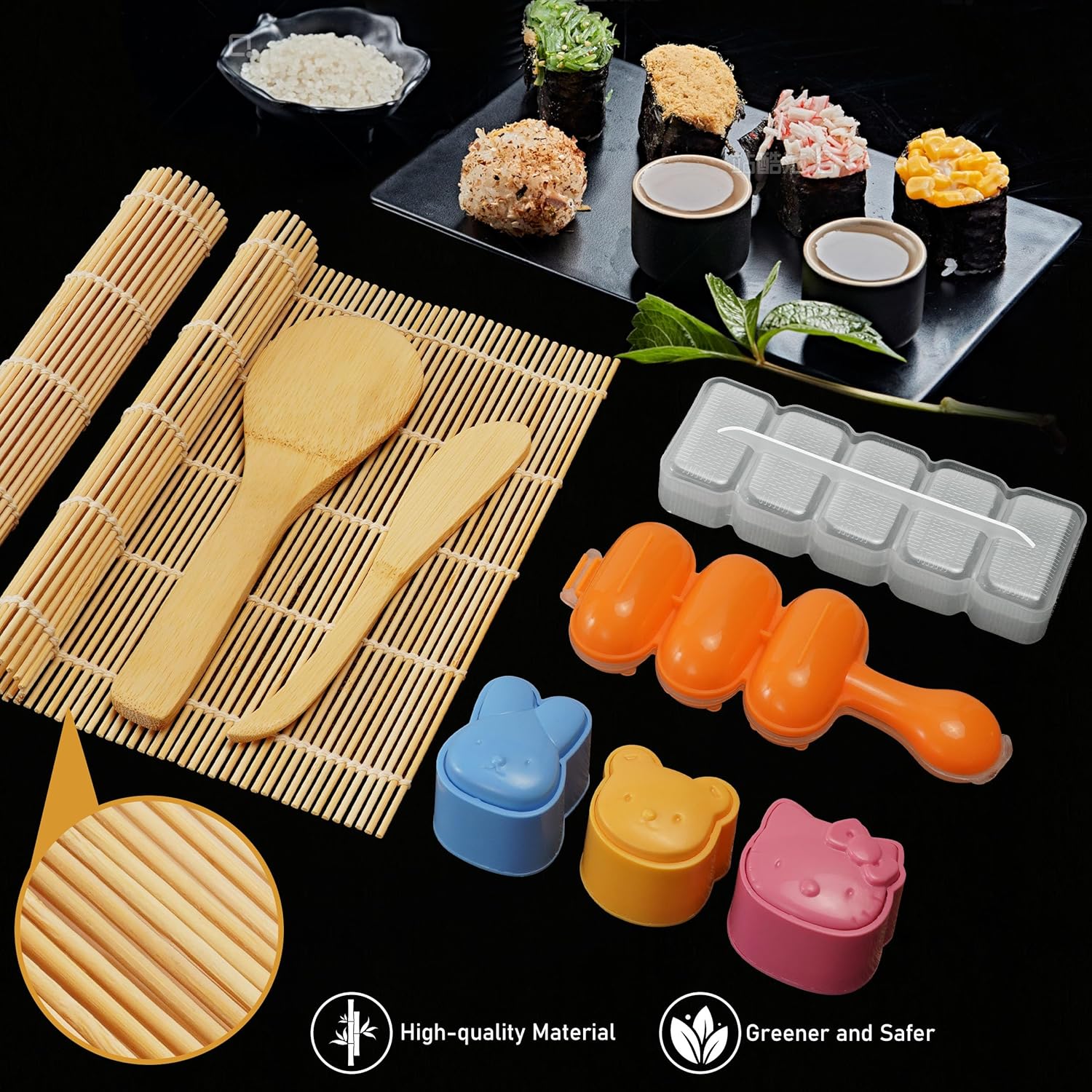 Paquete de 31 kit de fabricación de sushi mejorado para principiantes y amantes del sushi, accesorios de cocina para hacer sushi como alfombrillas