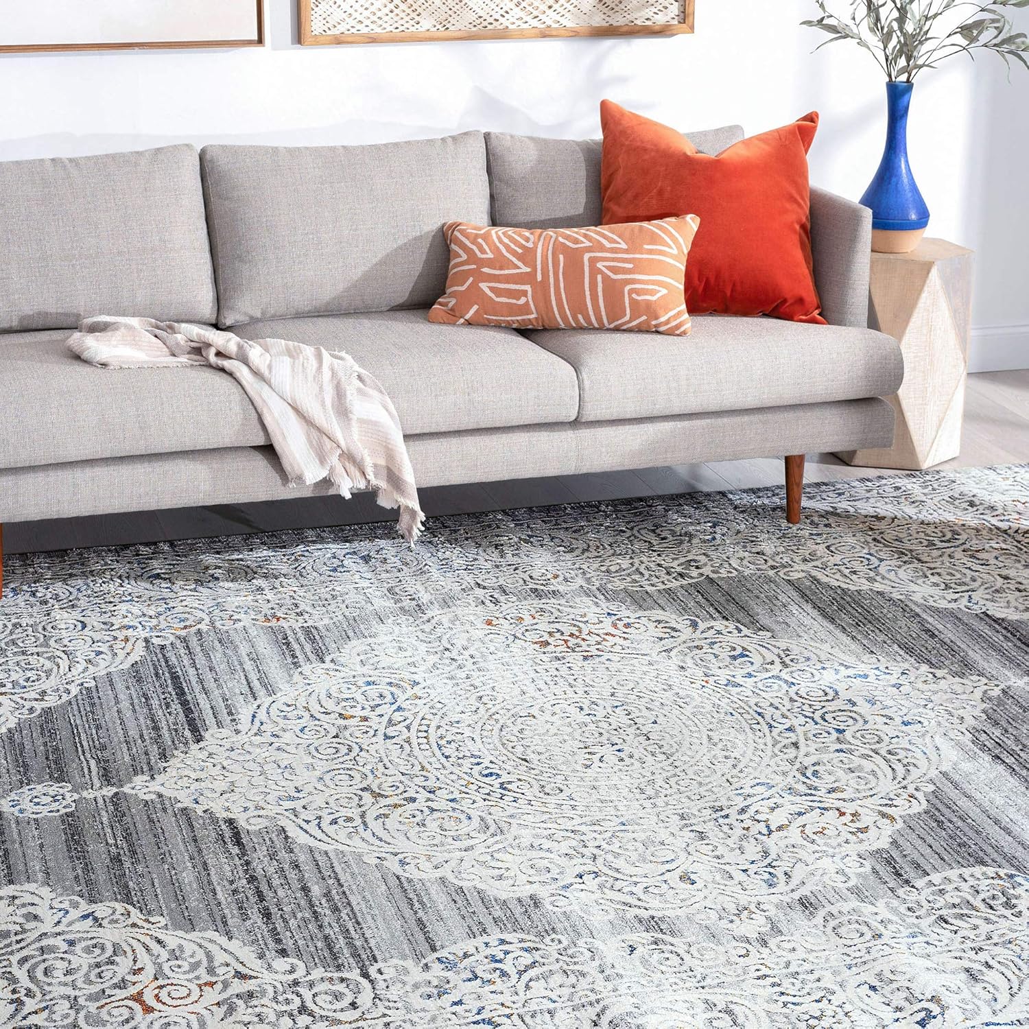 Veda – Alfombra de área gris de 5 x 7, 5 x 7, alfombra para sala de estar, comedor, dormitorio, alfombra de cocina o entrada, alfombras para sala de
